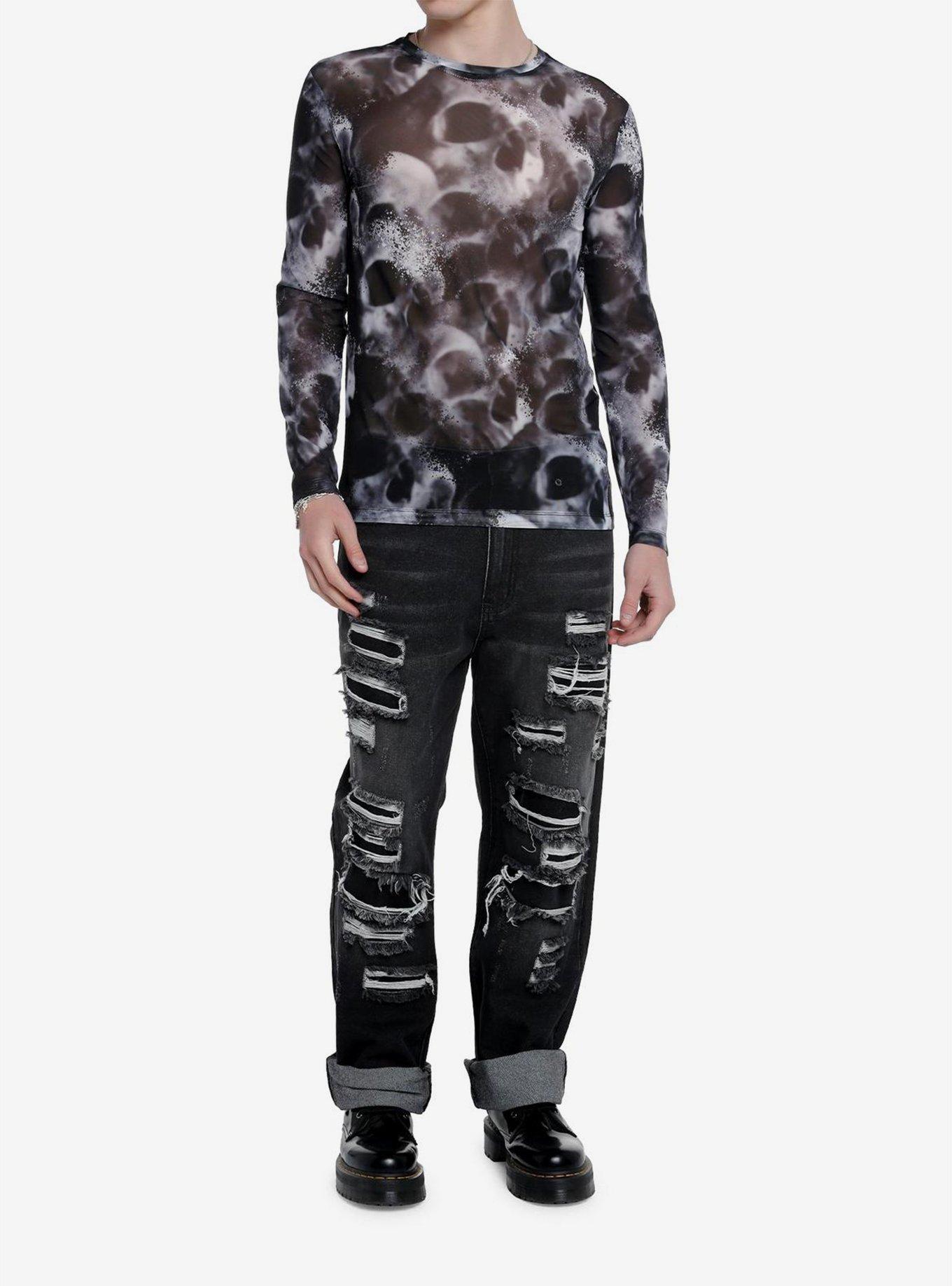 Skull Mesh Long-Sleeve T-Shirt, MULTI, alternate