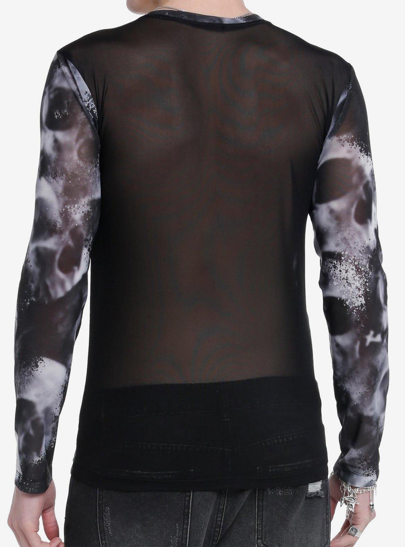 Skull Mesh Long-Sleeve T-Shirt, MULTI, alternate