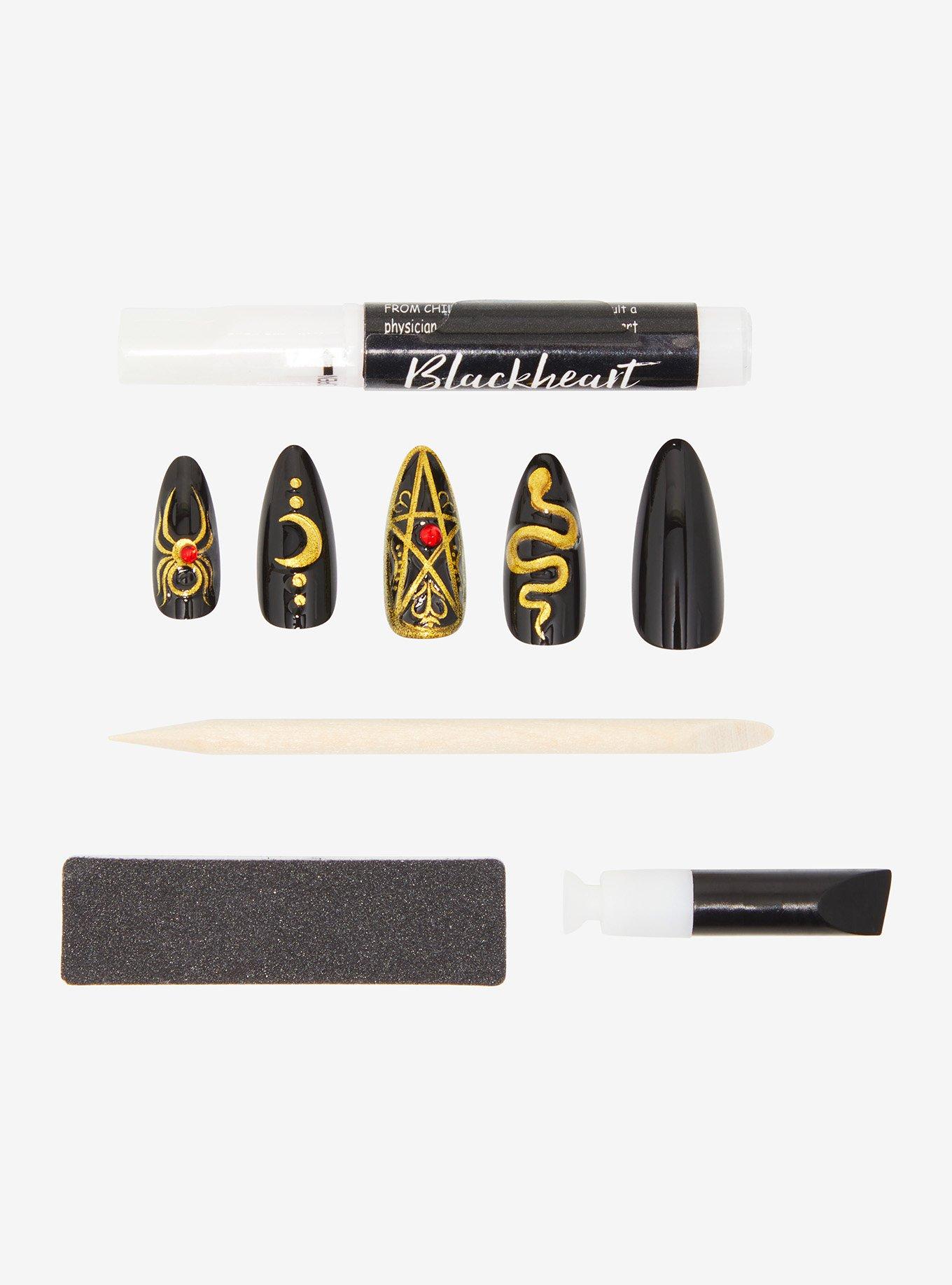 Blackheart Black & Gold Witchy Faux Nail Set