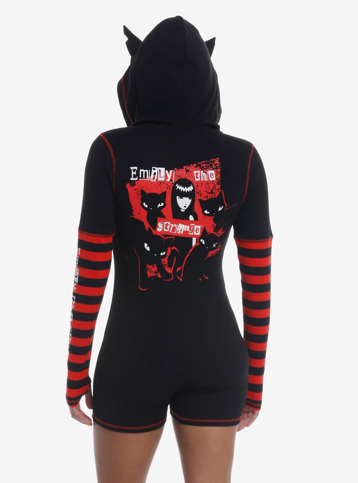 Emily The Strange Cats Hooded Romper