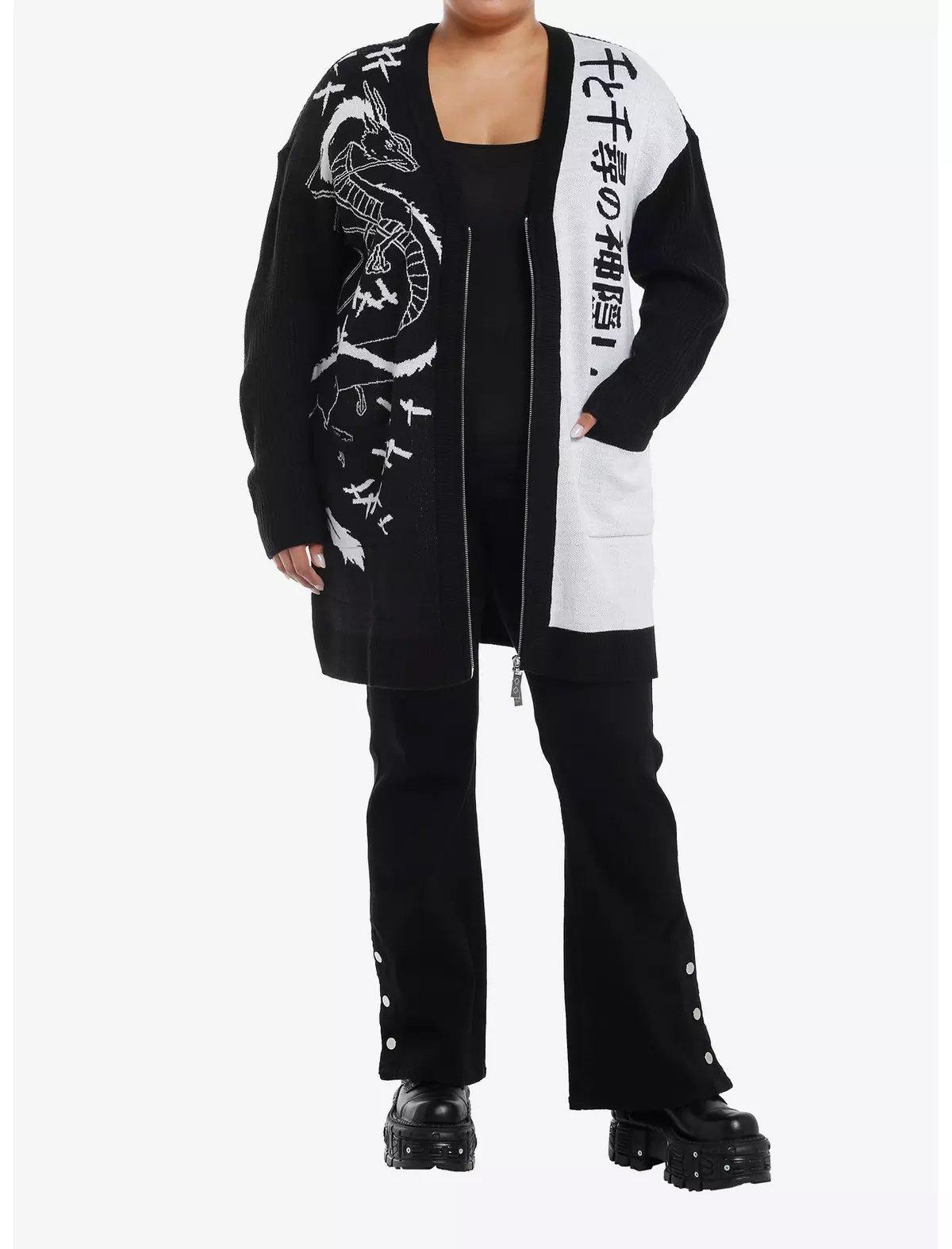 Her Universe Studio Ghibli® Spirited Away Haku Long Zipper Cardigan Plus Size, BLACK  WHITE, alternate