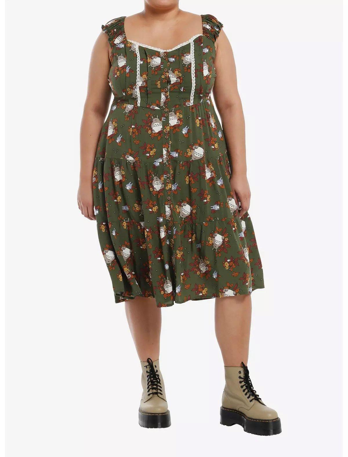 Her Universe Studio Ghibli® My Neighbor Totoro Foliage Midi Dress Plus Size, , hi-res