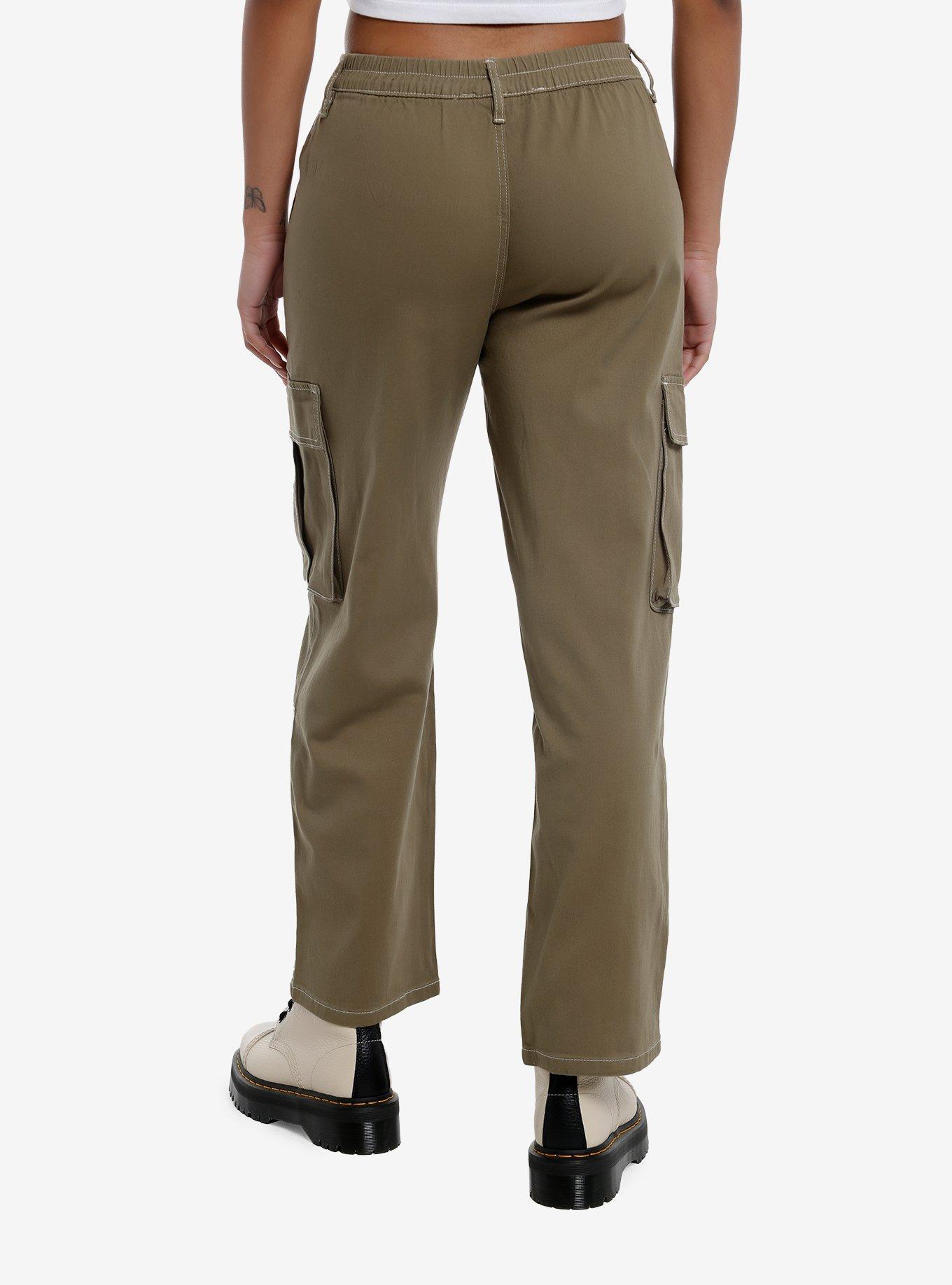 Olive Cargo Wide Leg Pants, OLIVE, alternate