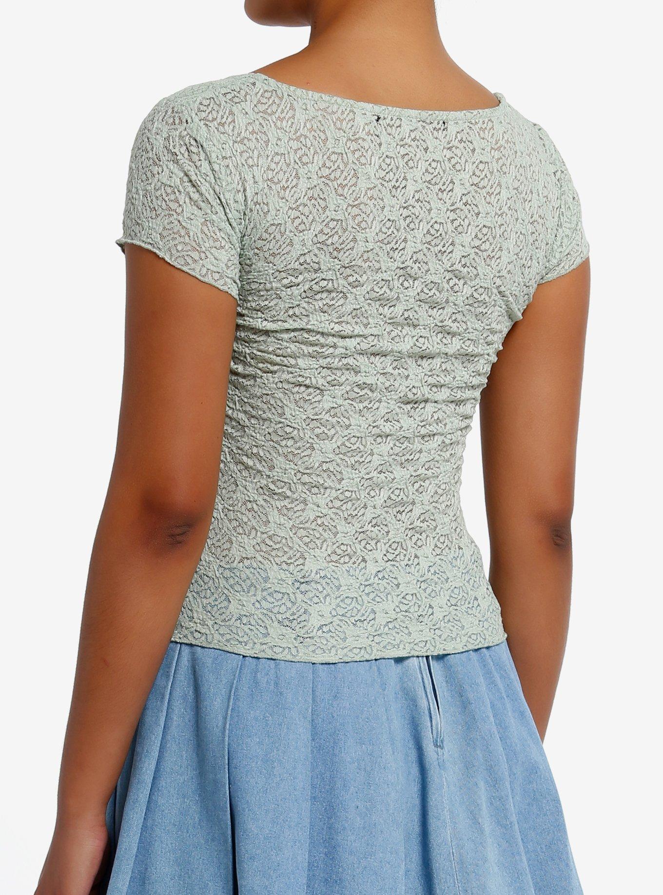 Light Green Lace Girls Top, , hi-res