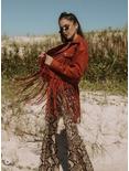 Festival Ready Red Fringe Jacket with Studs, RED, alternate