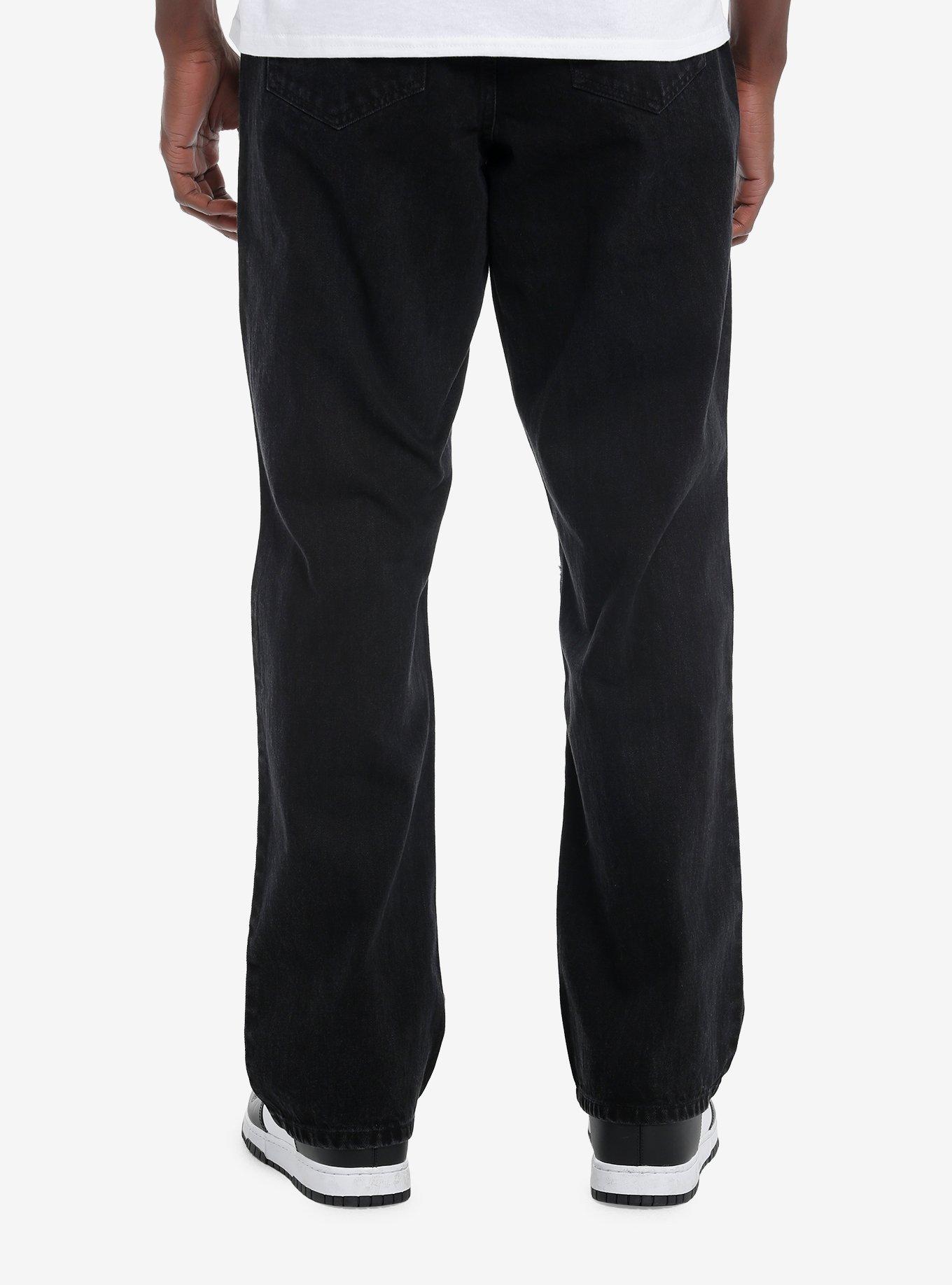 Social Collision Frayed Skull Patch Denim Pants, , alternate