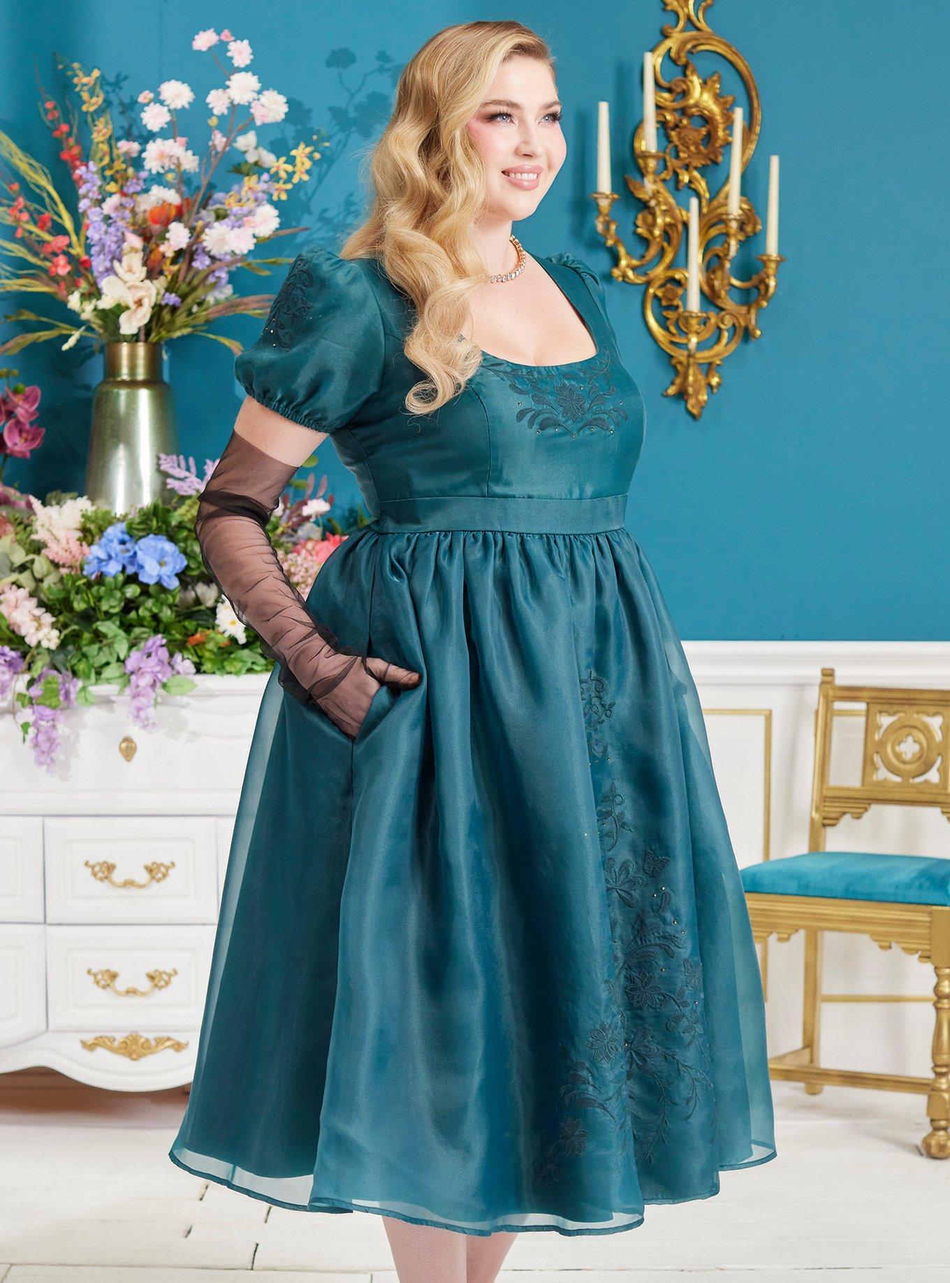 Her Universe Bridgerton Penelope Teal Dress Plus Size Her Universe Exclusive, DARK TEAL, alternate