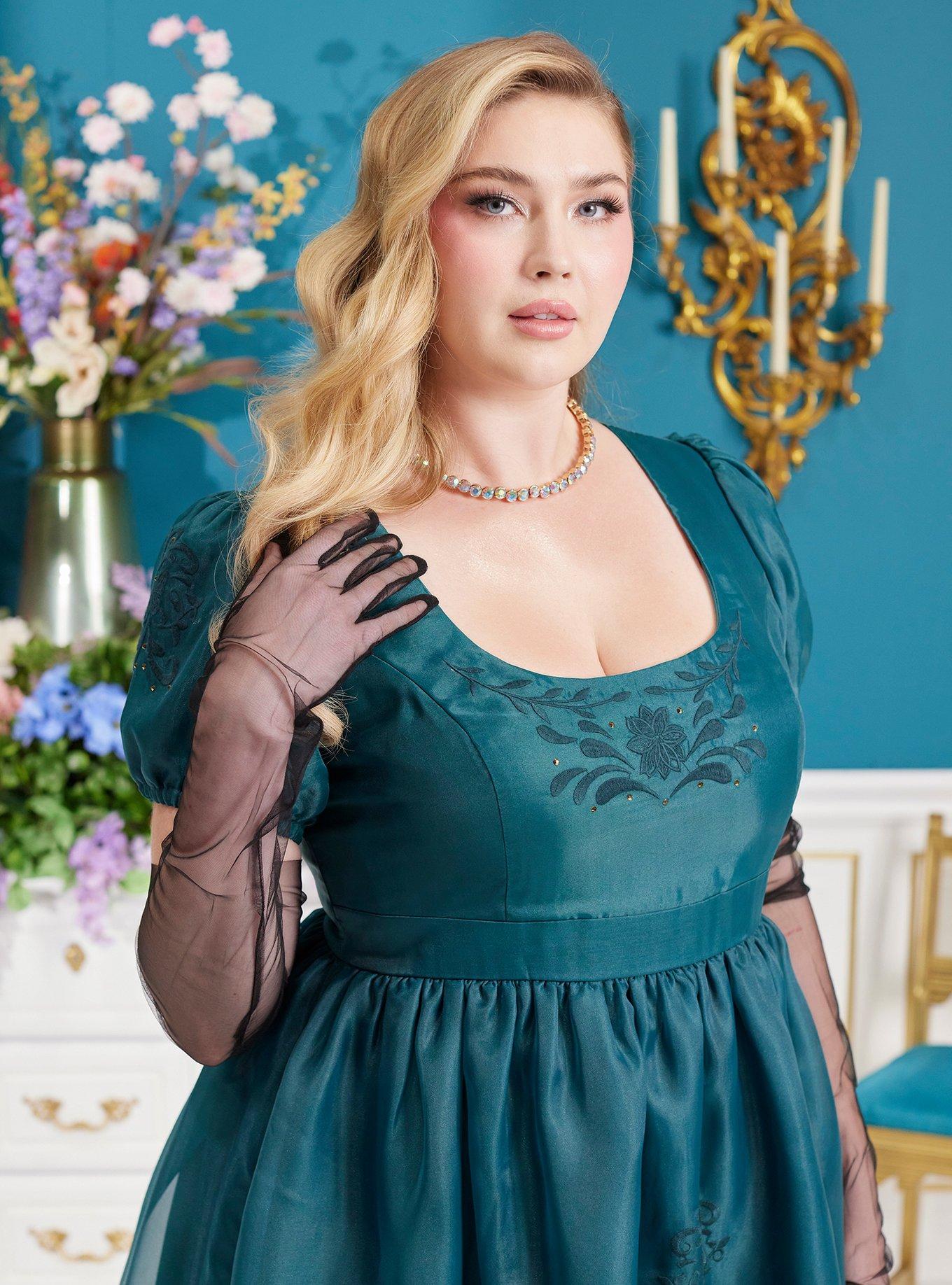 Her Universe Bridgerton Penelope Teal Dress Plus Size Her Universe Exclusive, DARK TEAL, alternate