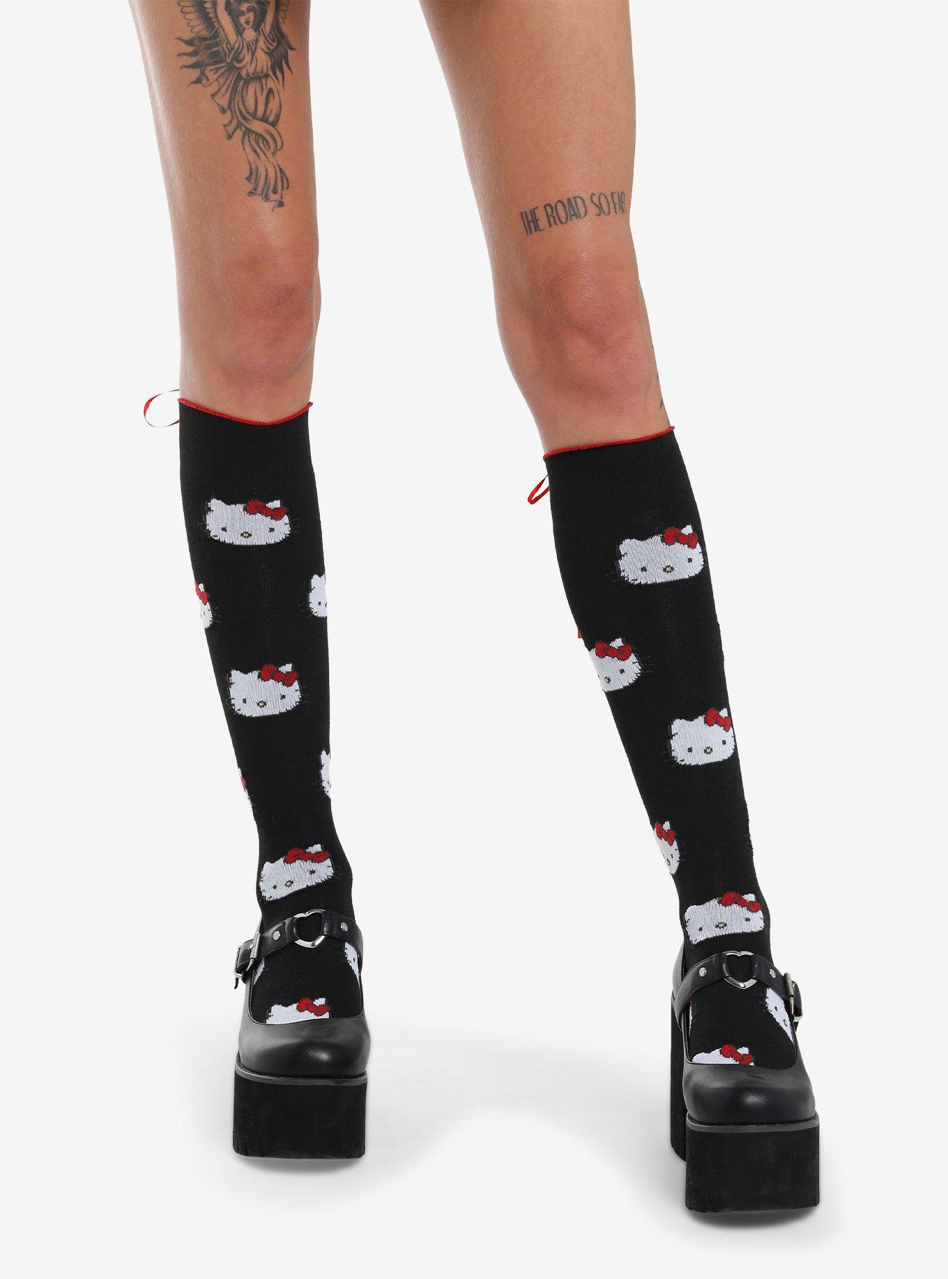 Hello Kitty Lace-Up Knee-High Socks, , hi-res