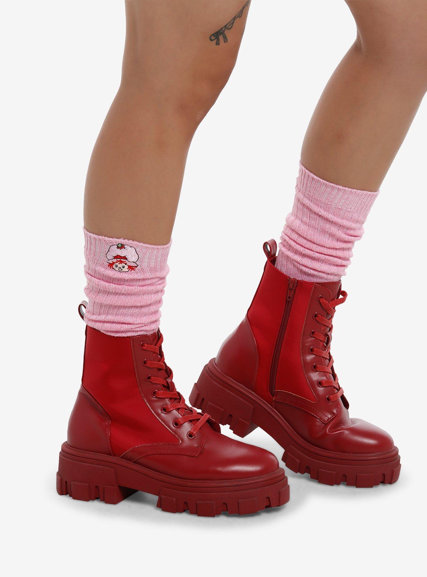 Strawberry Shortcake Pink Slouchy Socks, , hi-res