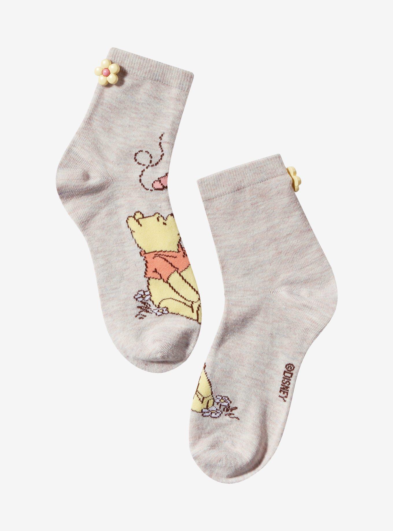 Disney Winnie The Pooh Flower Button Ankle Socks, , hi-res