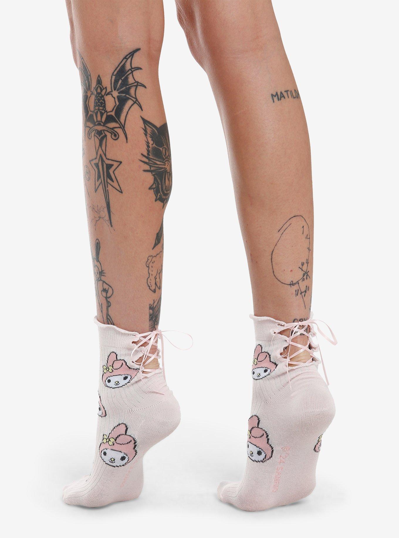 My Melody Lace-Up Ankle Socks, , hi-res