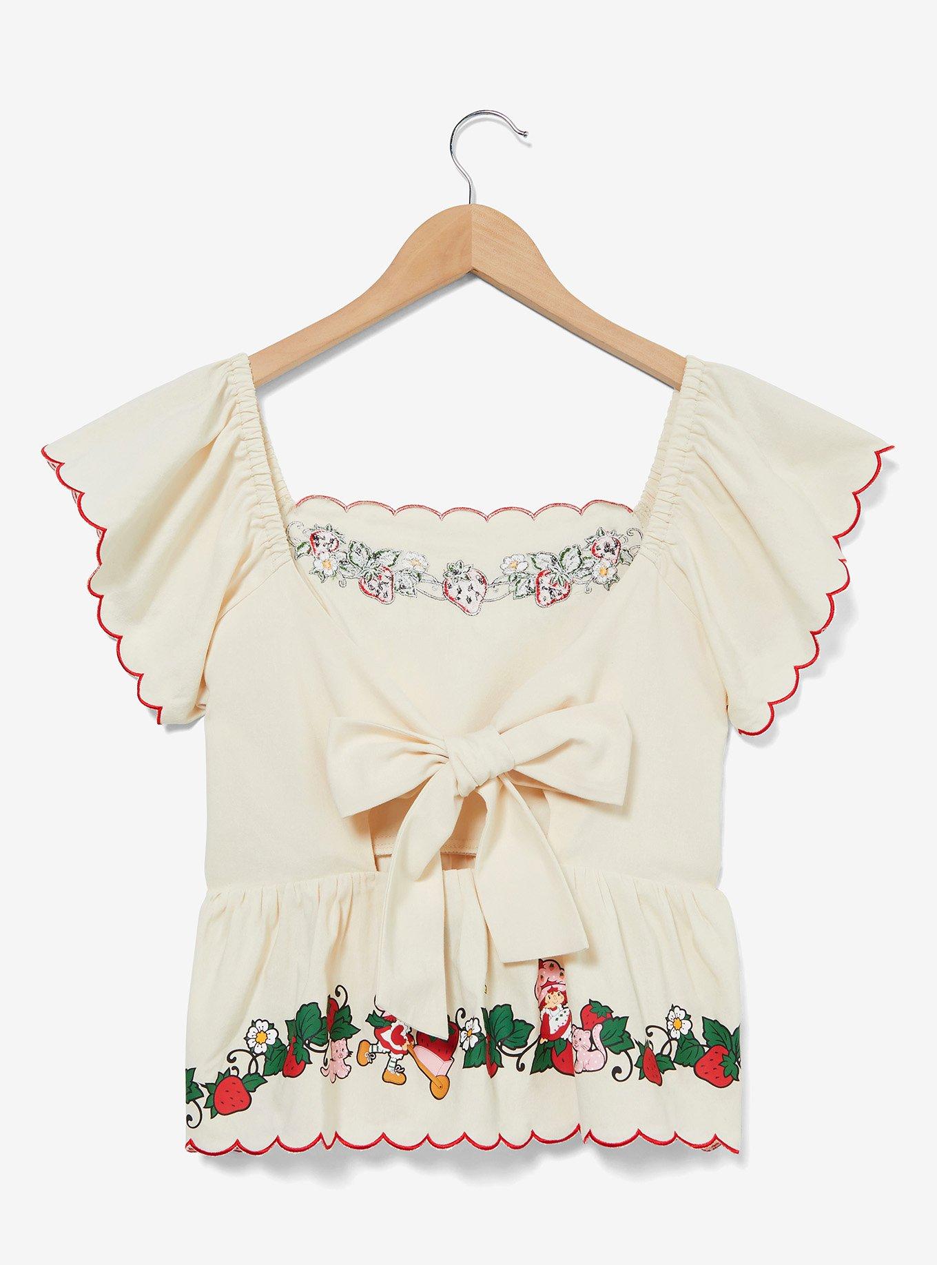 Strawberry Shortcake Ruffled Tie-Back Women's Blouse - BoxLunch Exclusive, CREAM, alternate