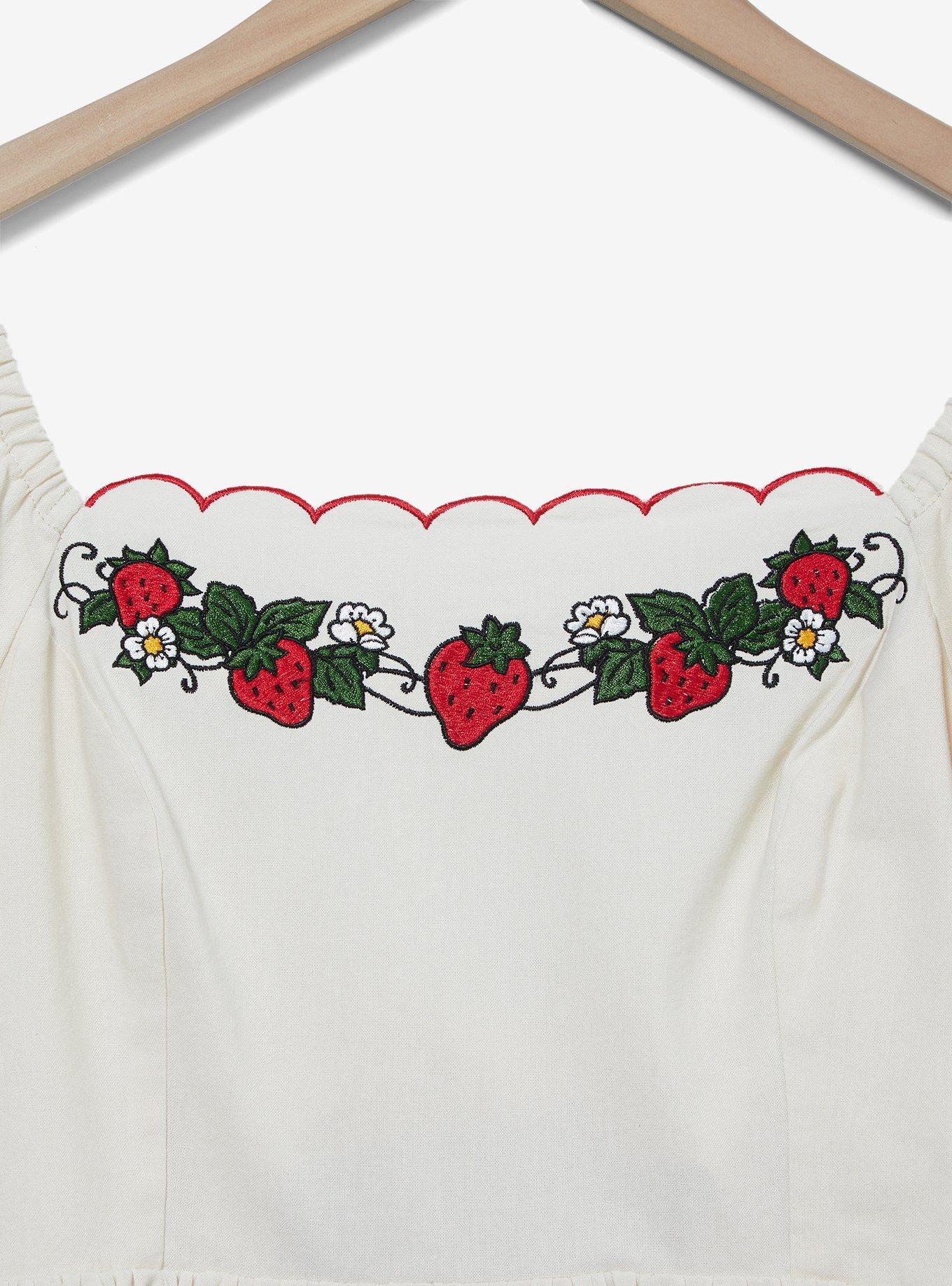 Strawberry Shortcake Ruffled Tie-Back Women's Blouse - BoxLunch Exclusive, CREAM, alternate