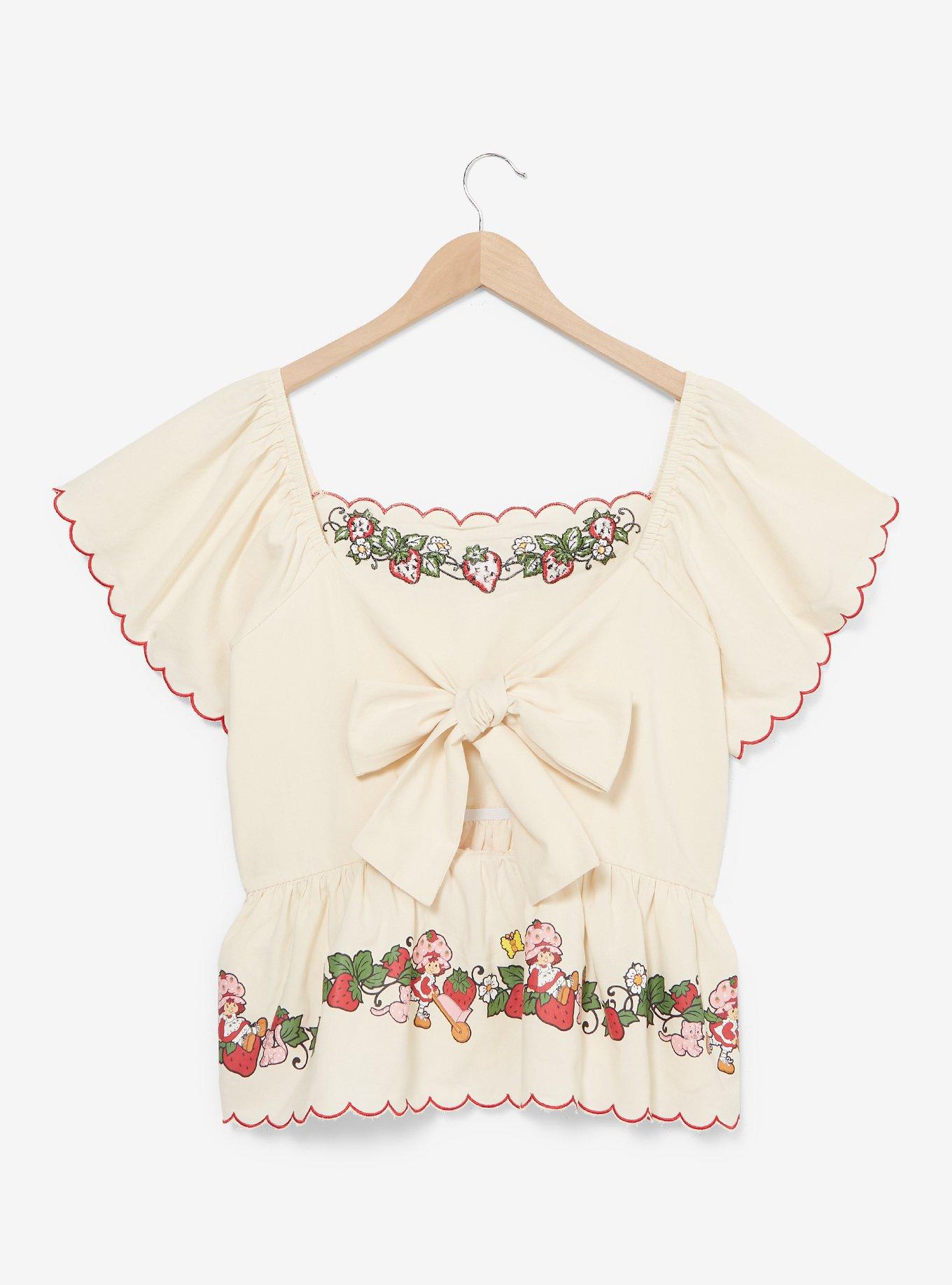 Strawberry Shortcake Ruffled Tie-Back Women's Plus Blouse - BoxLunch Exclusive