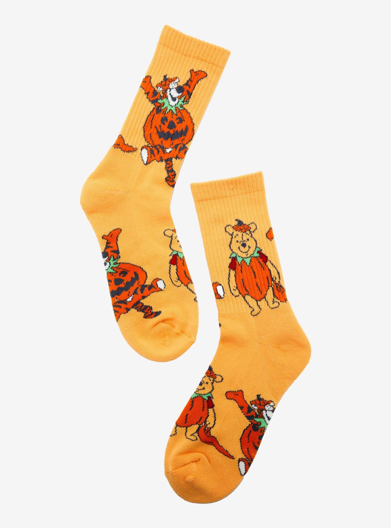 Disney Winnie the Pooh Tigger and Pooh Bear Pumpkin Crew Socks — BoxLunch Exclusive, , alternate