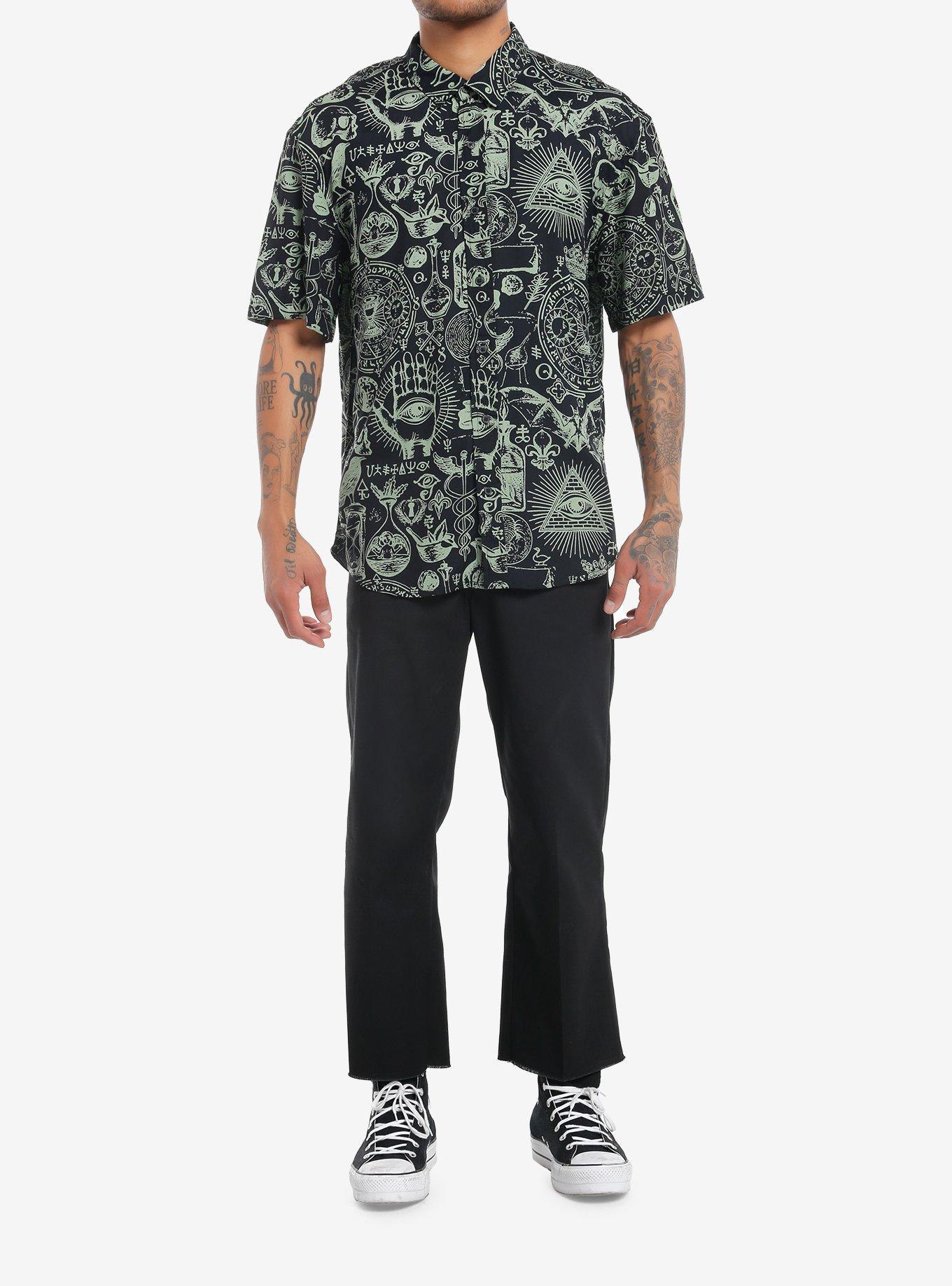 Cosmic Tarot Occult Woven Button-Up, , hi-res