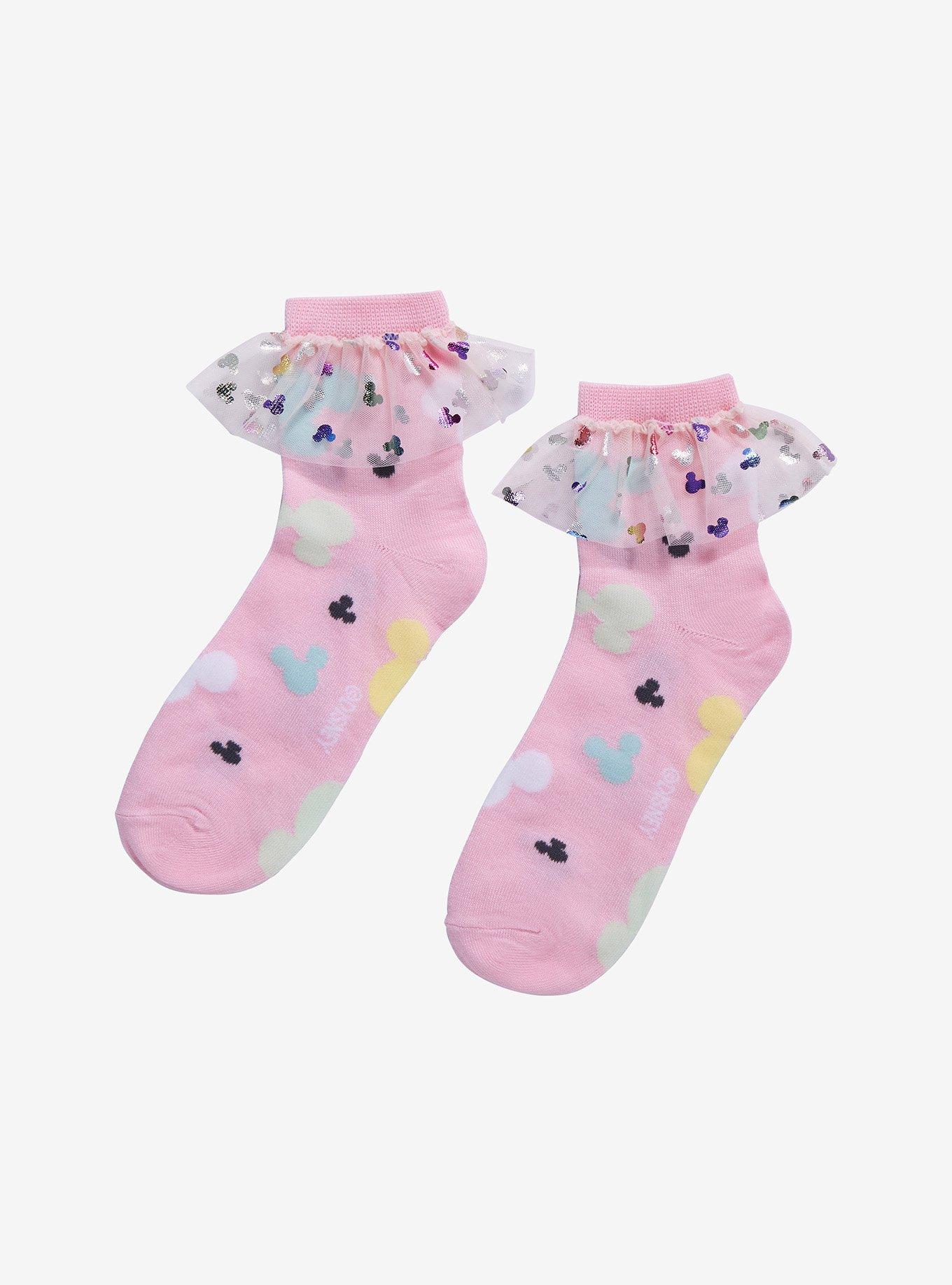 Disney Mickey Mouse Multicolor Foil Tulle Ankle Socks, , hi-res