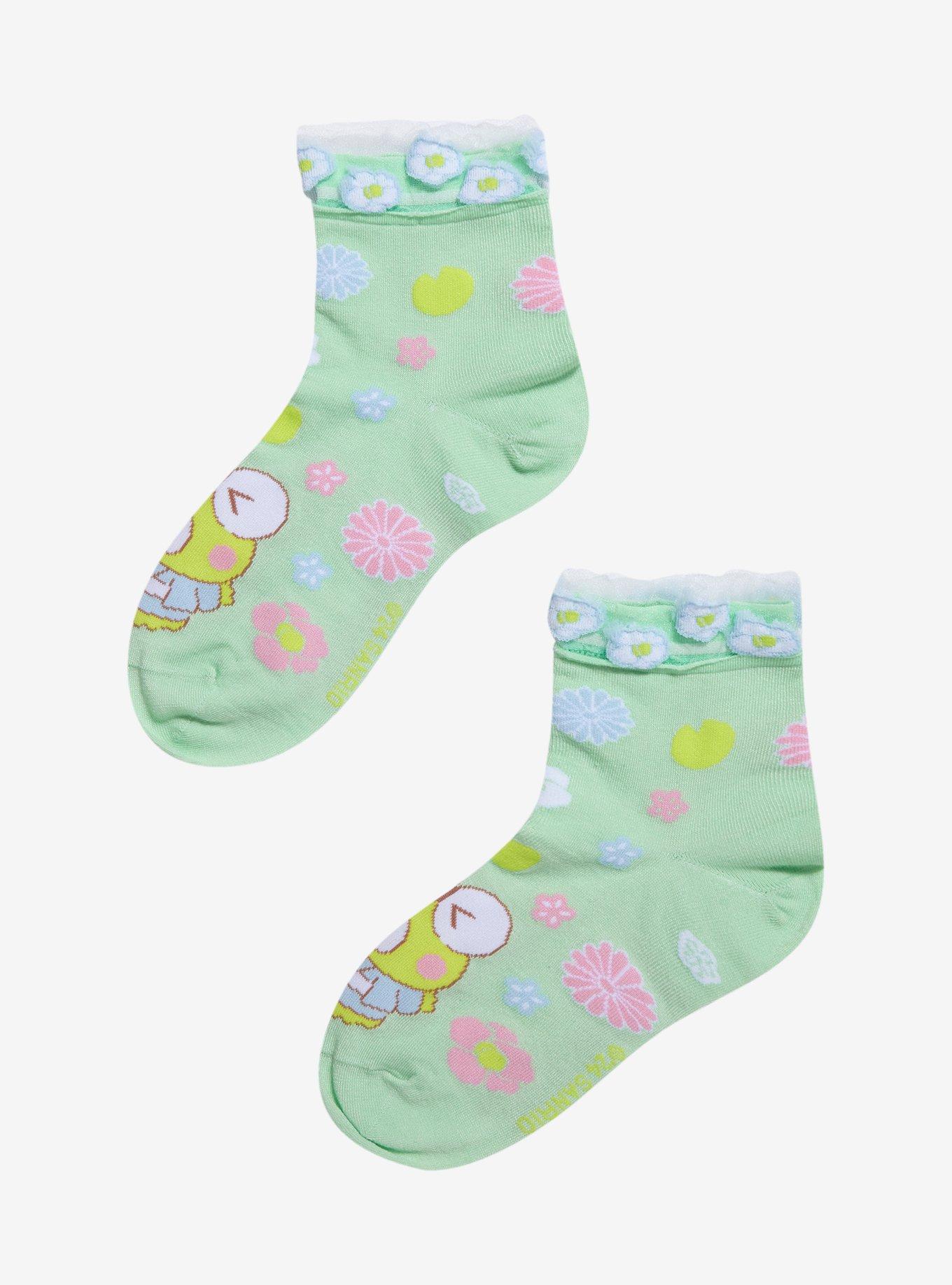 Keroppi Floral Jelly Mesh Ankle Socks, , alternate