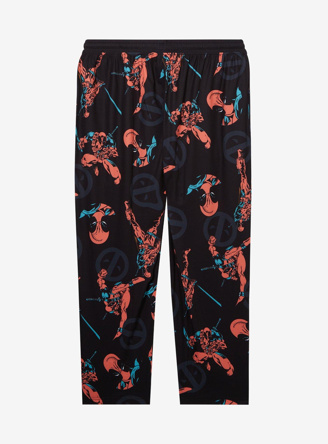 Marvel Deadpool Allover Print Women's Plus Size Sleep Pants - BoxLunch Exclusive, BLACK, alternate