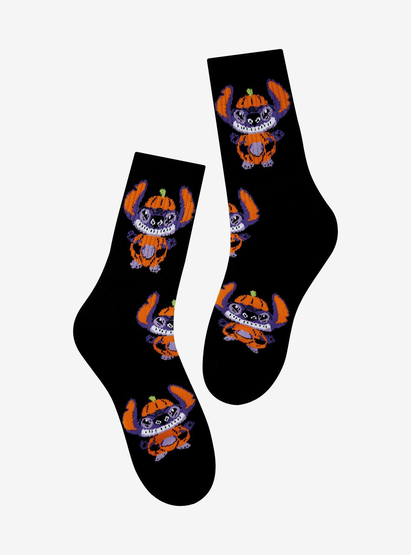 Disney Lilo & Stitch Pumpkin Stitch Allover Print Crew Socks - BoxLunch Exclusive, , hi-res