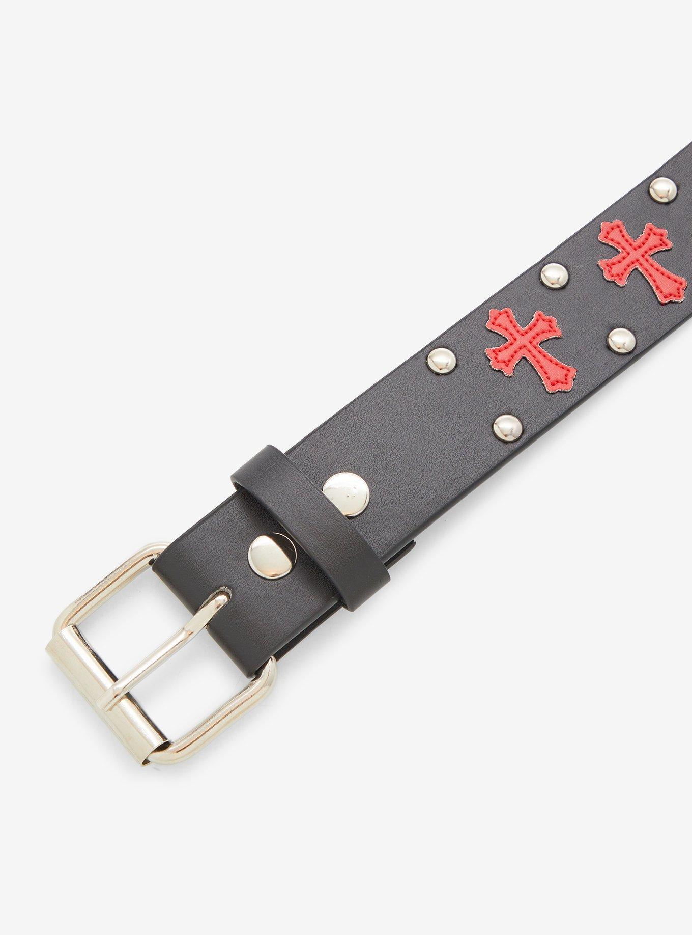 Black & Red Cross Stud Belt, MULTI, alternate