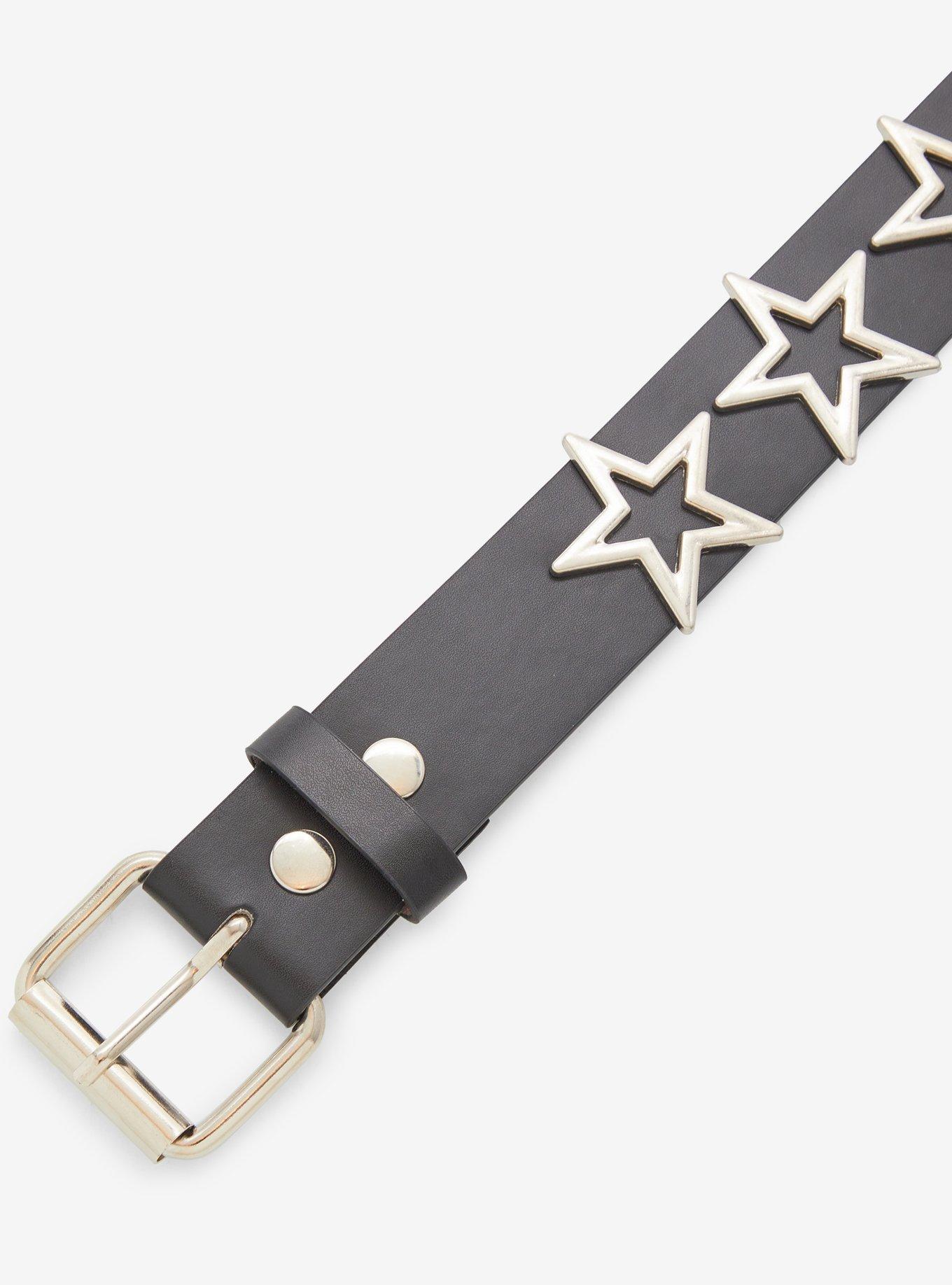 Black & Silver Star Faux Leather Belt