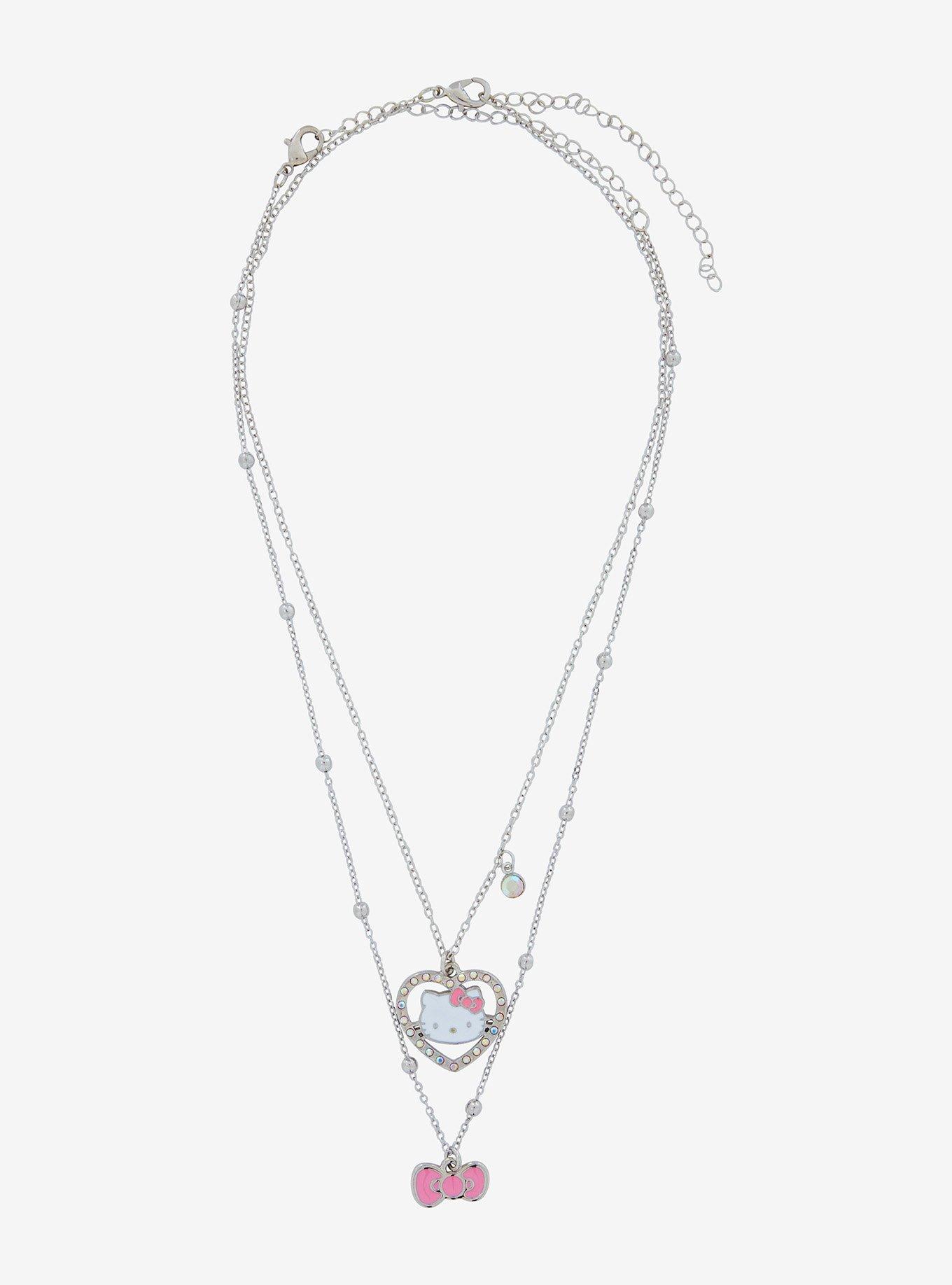 Hello Kitty Bling Heart Bow Necklace Set, , alternate