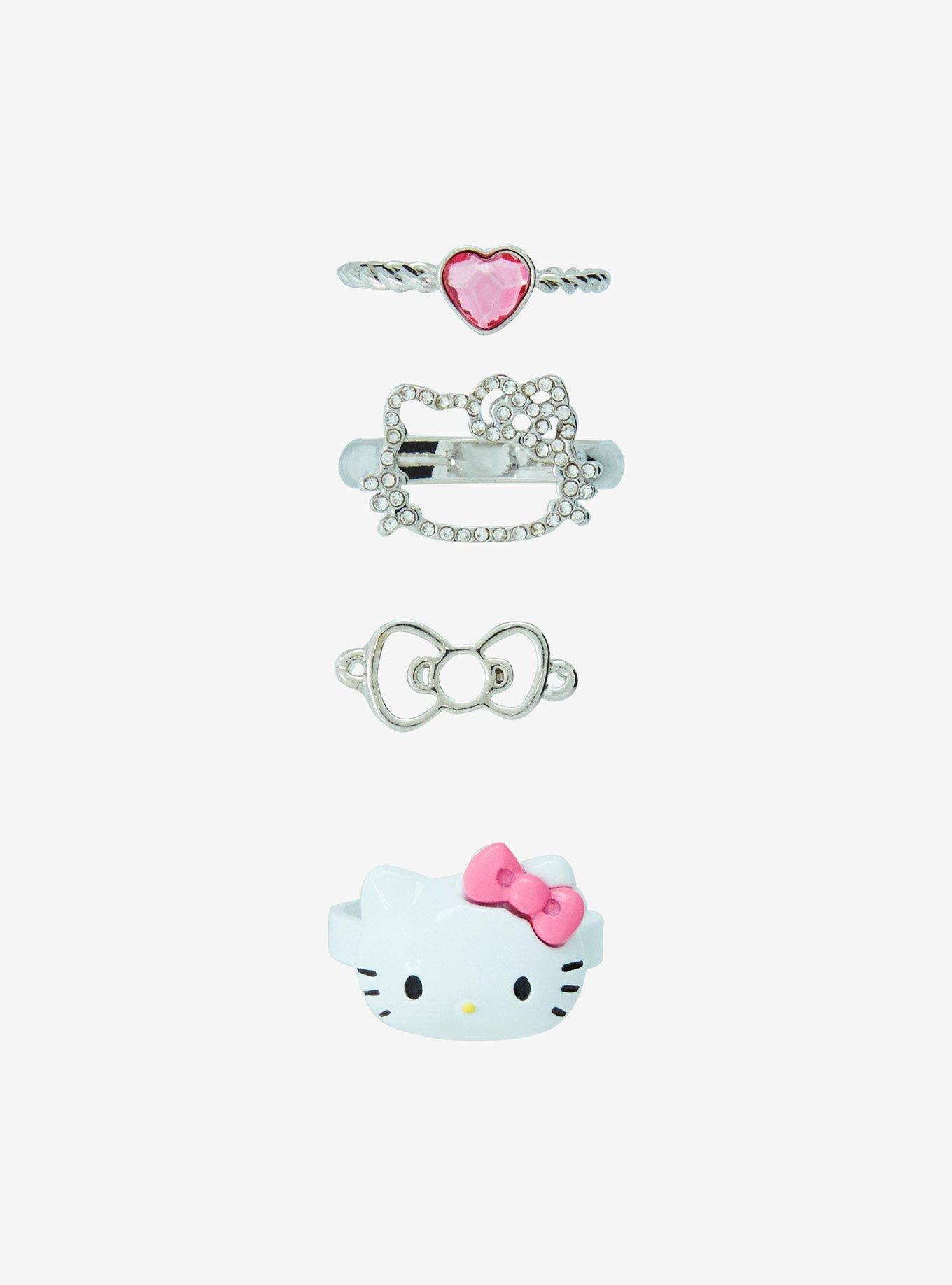 Hello Kitty Heart Bow Bling Ring Set