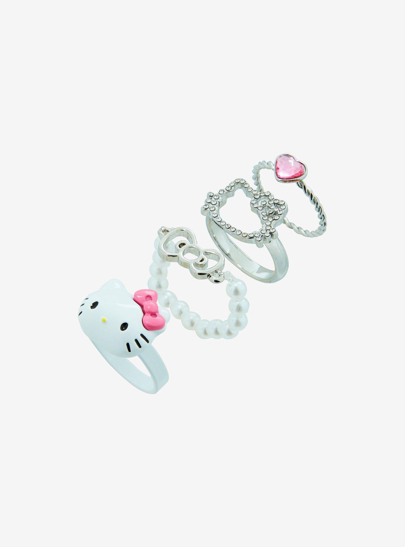 Hello Kitty Heart Bow Bling Ring Set