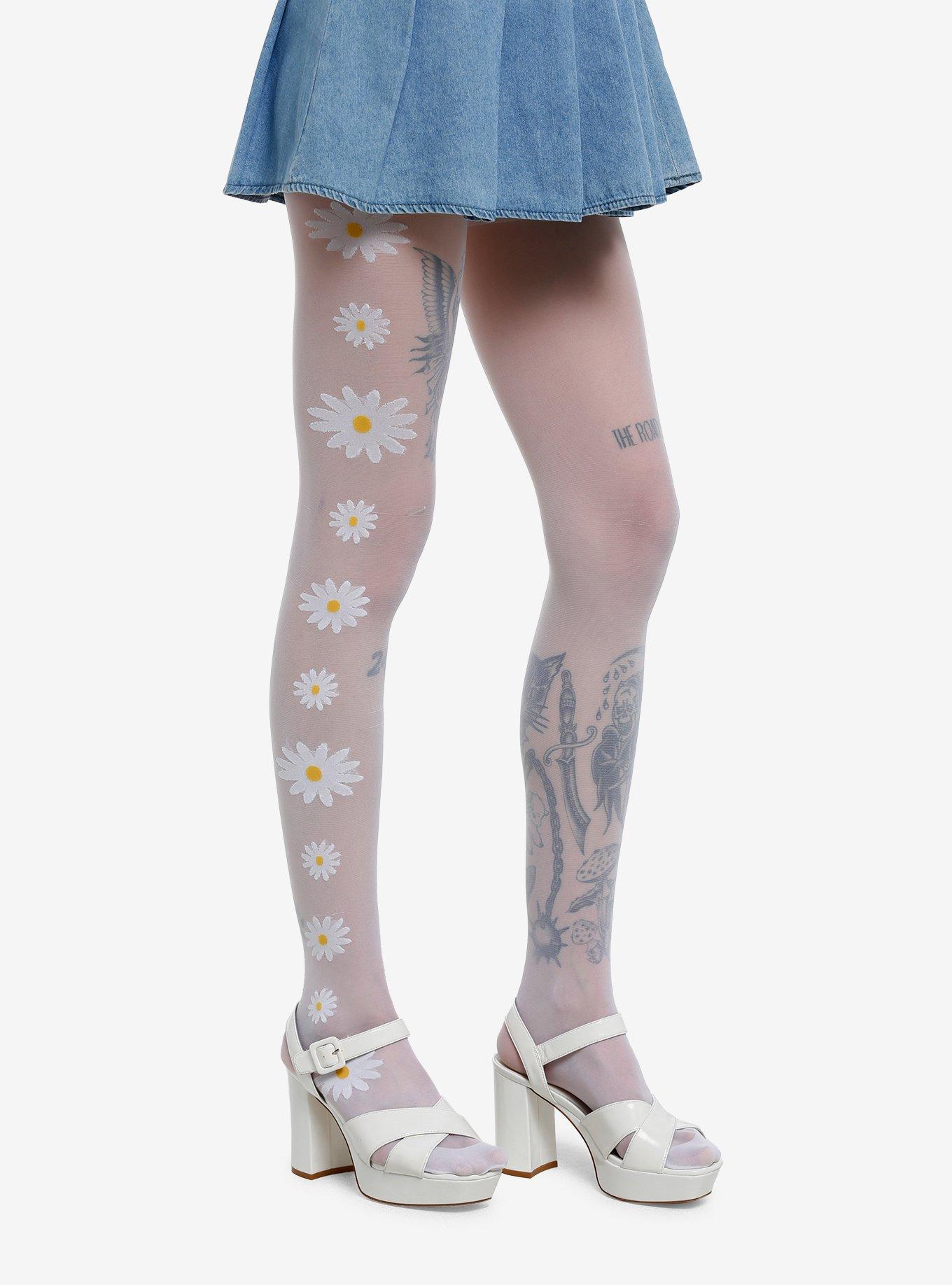 White Daisy Tights, , alternate