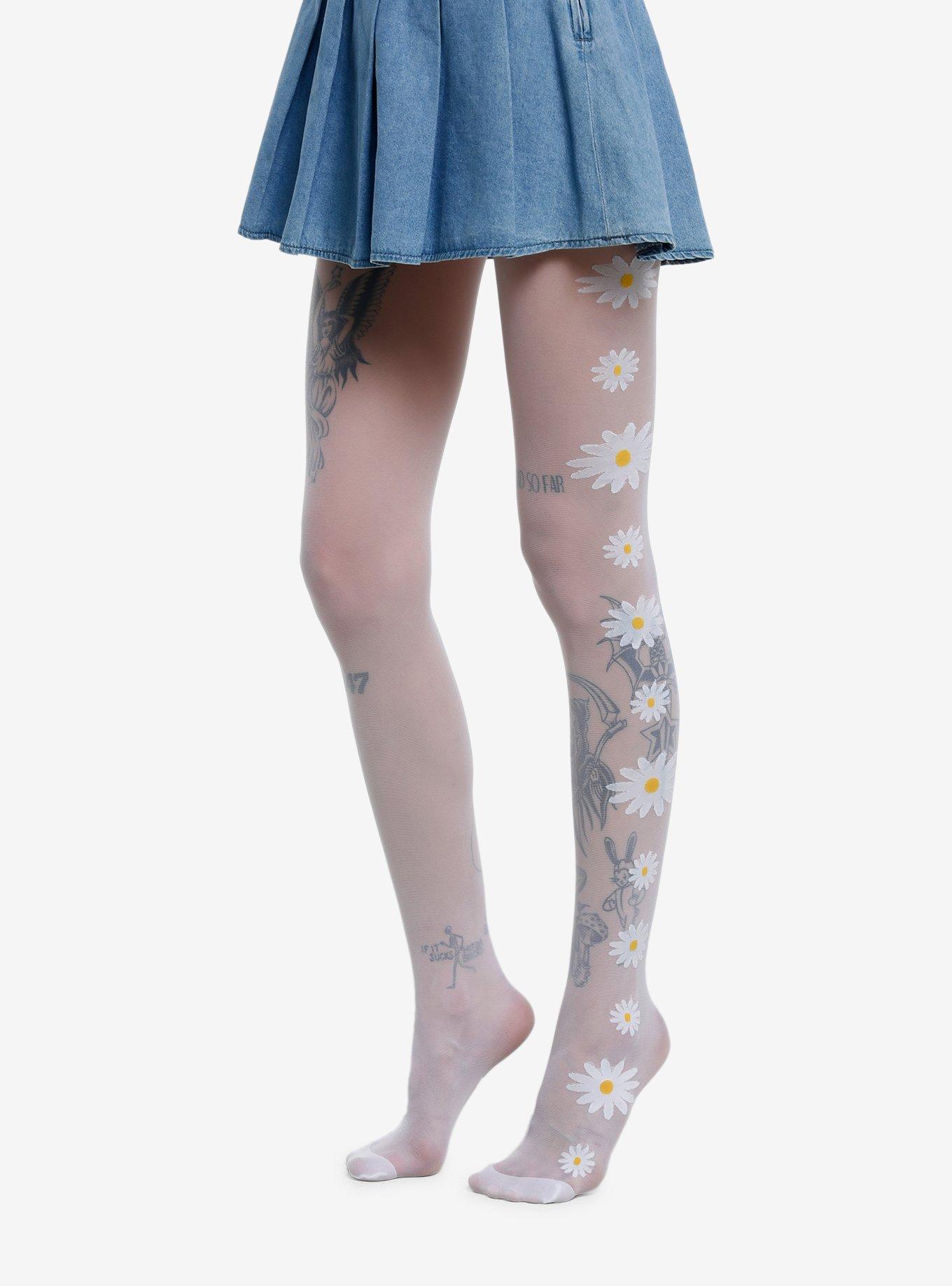 White Daisy Tights, , alternate