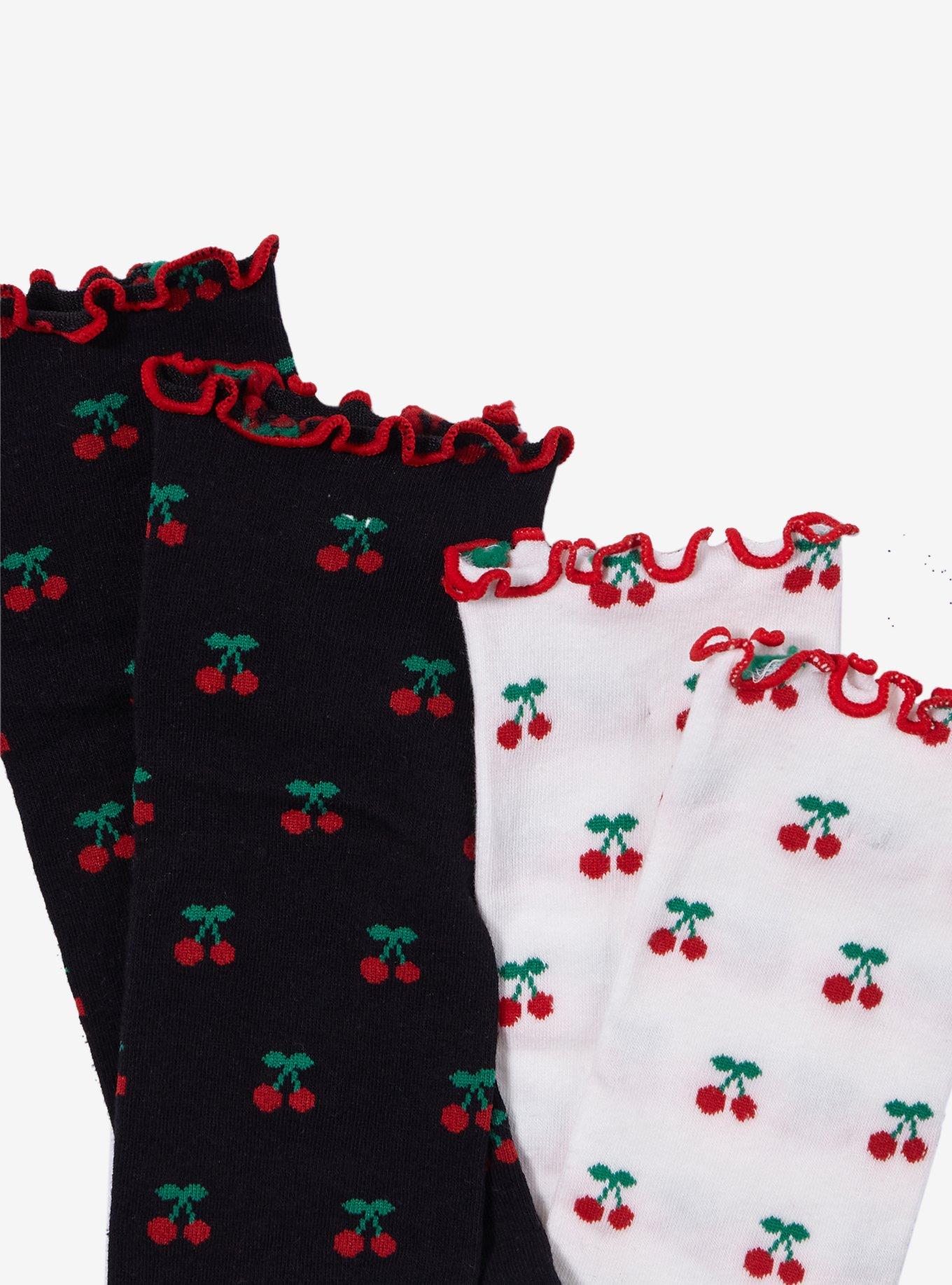 Cherry Lettuce Trim Crew Socks 2 Pair, , hi-res
