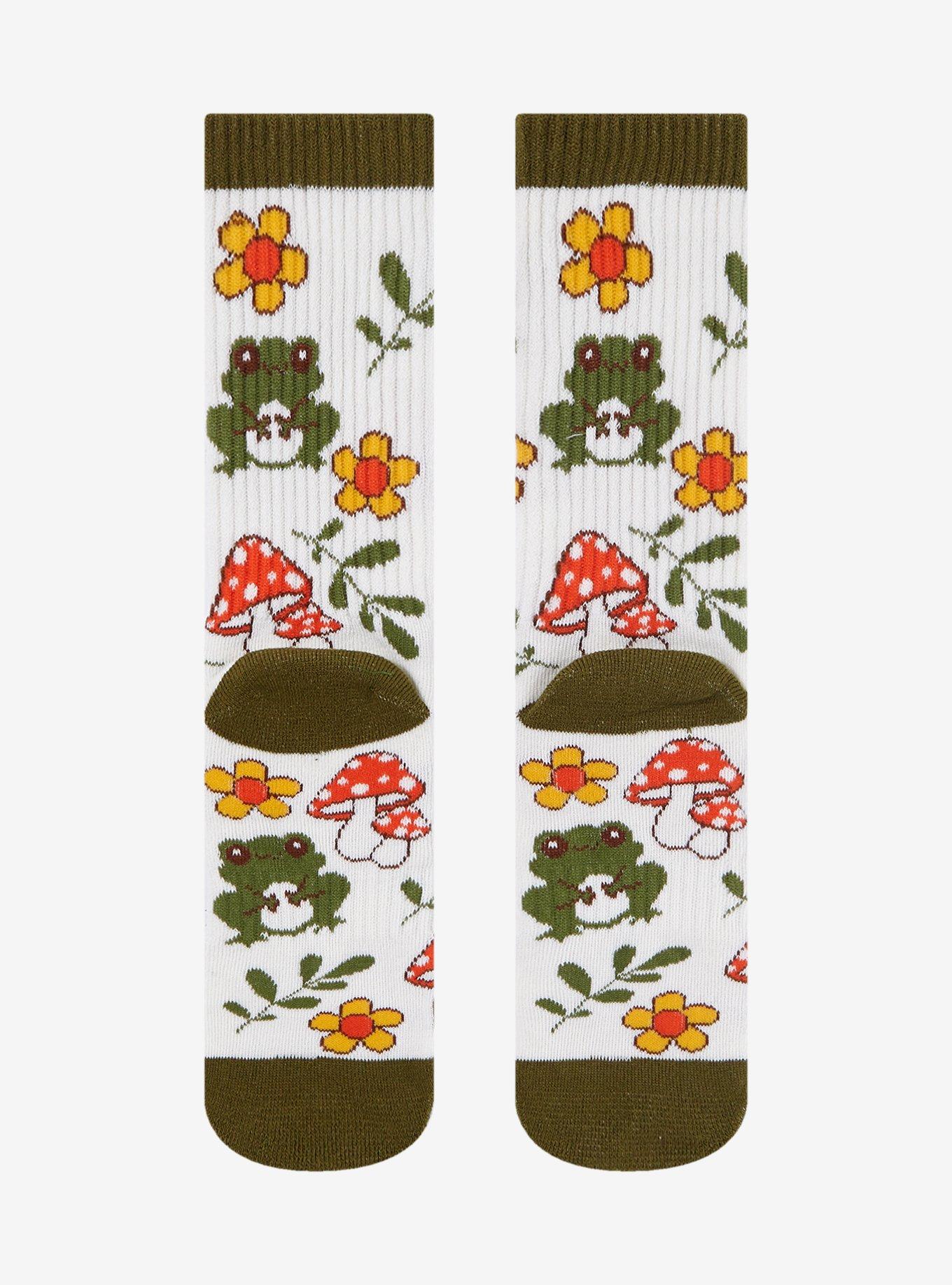 Mushroom Frog Crew Socks, , hi-res