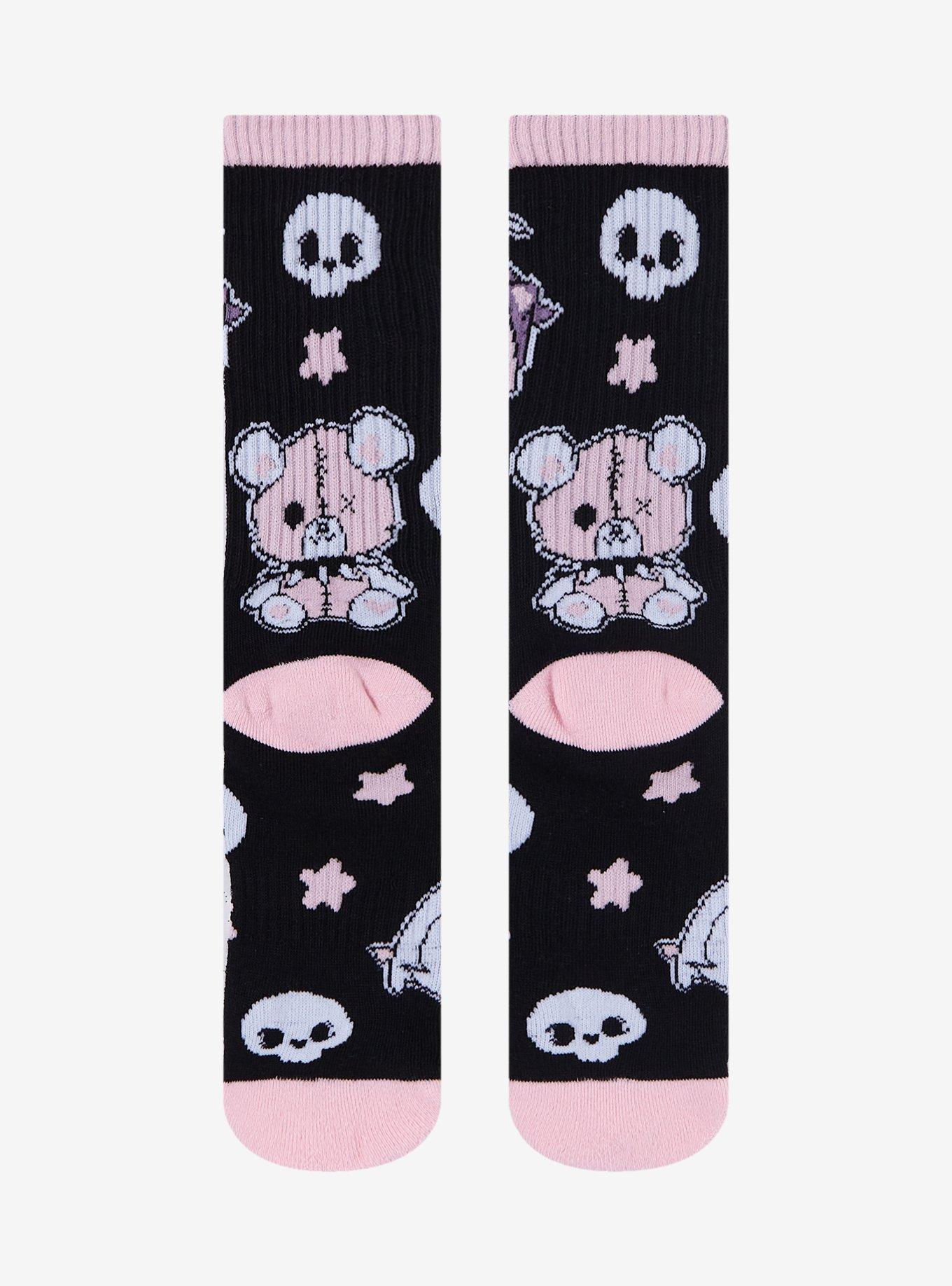 Pastel Cat Reaper Crew Socks, , alternate