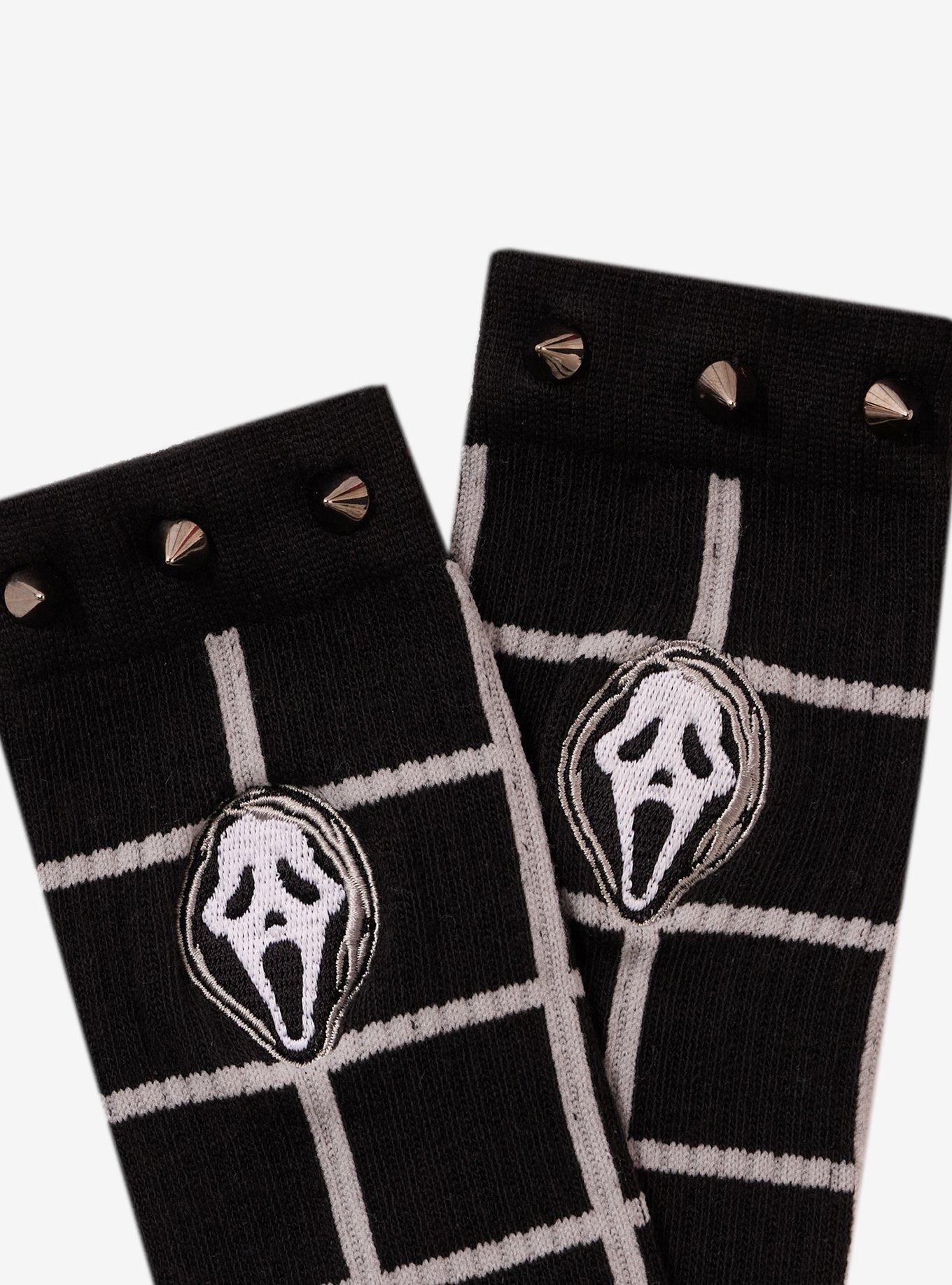 Ghost Face Spiked Crew Socks, , alternate