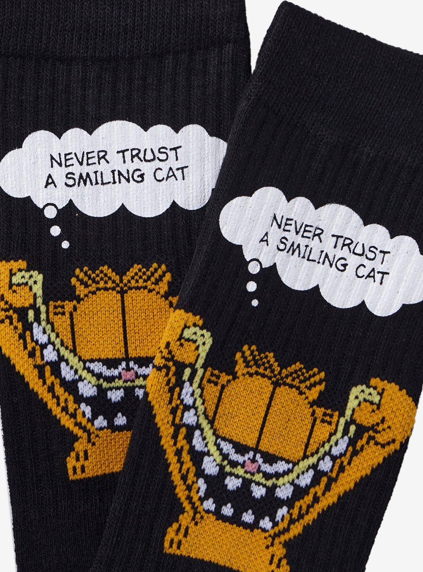 Garfield Never Trust A Smiling Cat Crew Socks, , alternate