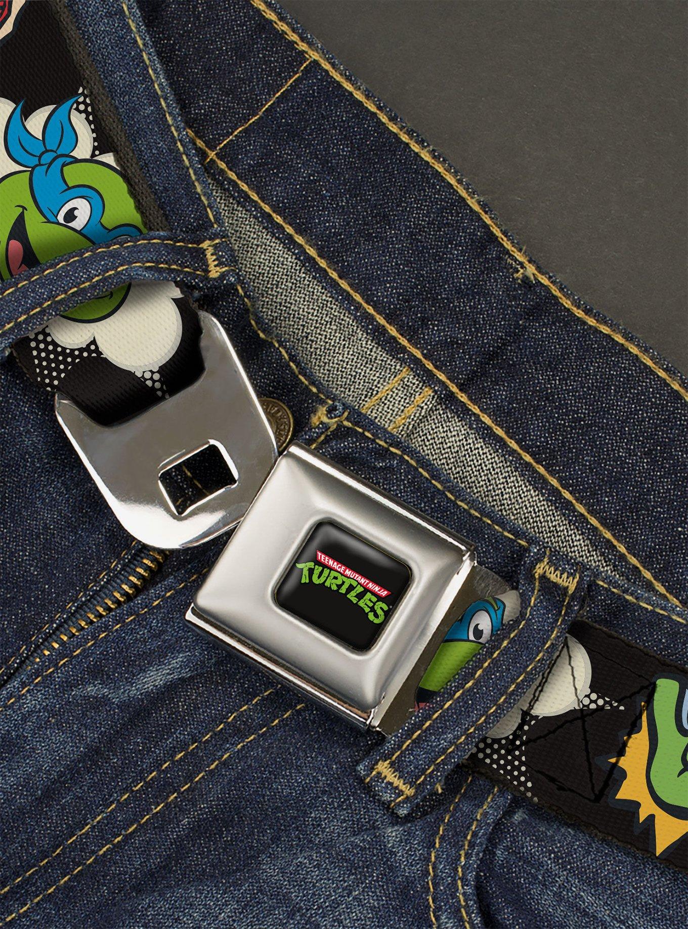 Teenage Mutant Ninja Turtles Faces And Icons Seatbelt Belt, BLACK, alternate