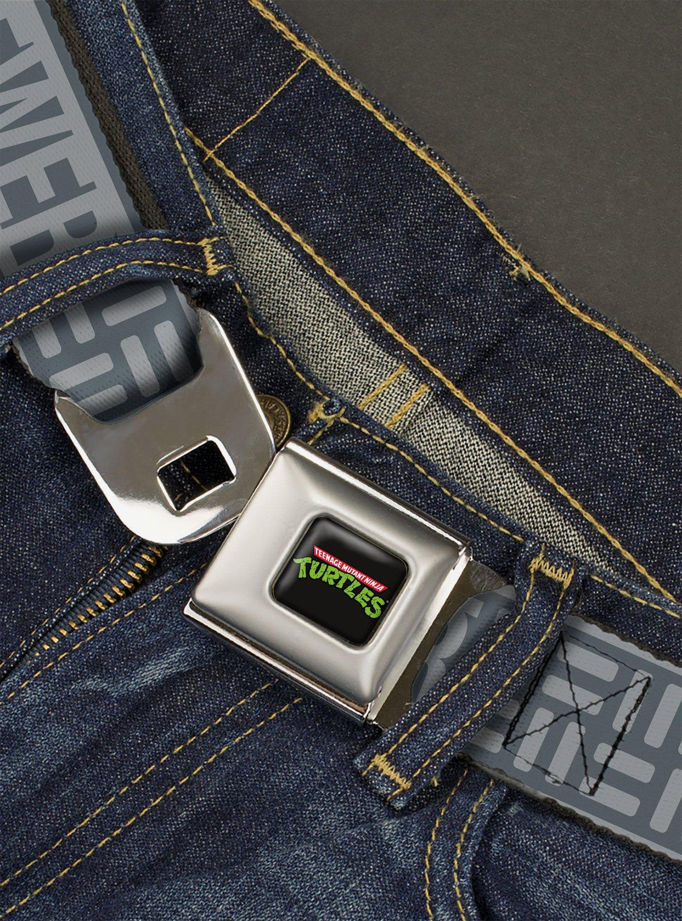 Teenage Mutant Ninja Turtles City Sewer Title Logos Seatbelt Belt, GREY, alternate