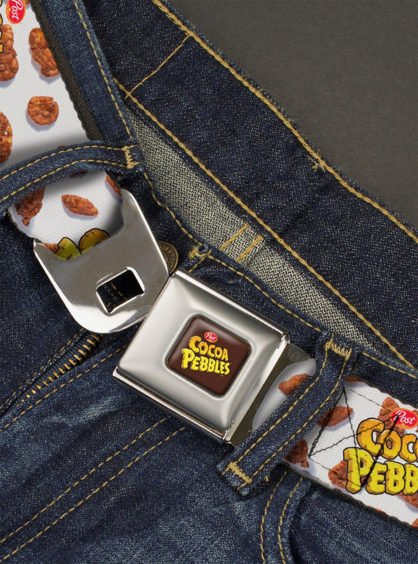 The Flintstones Post Cocoa Pebbles Logo And Cereal Scattered Seatbelt Belt, , hi-res