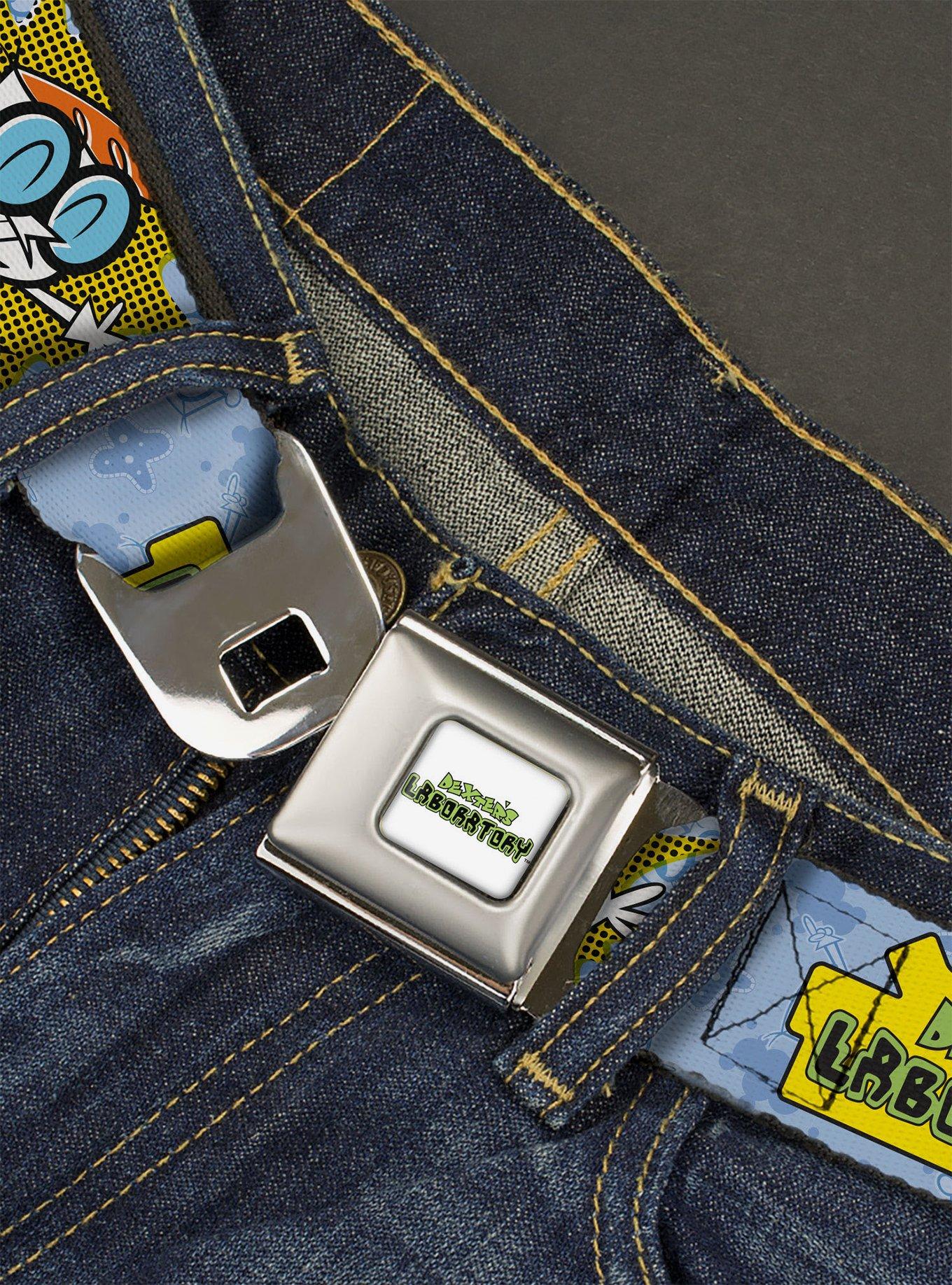 Dexter's Laboratory Title Logo And Pose Seatbelt Belt, BLUE, alternate