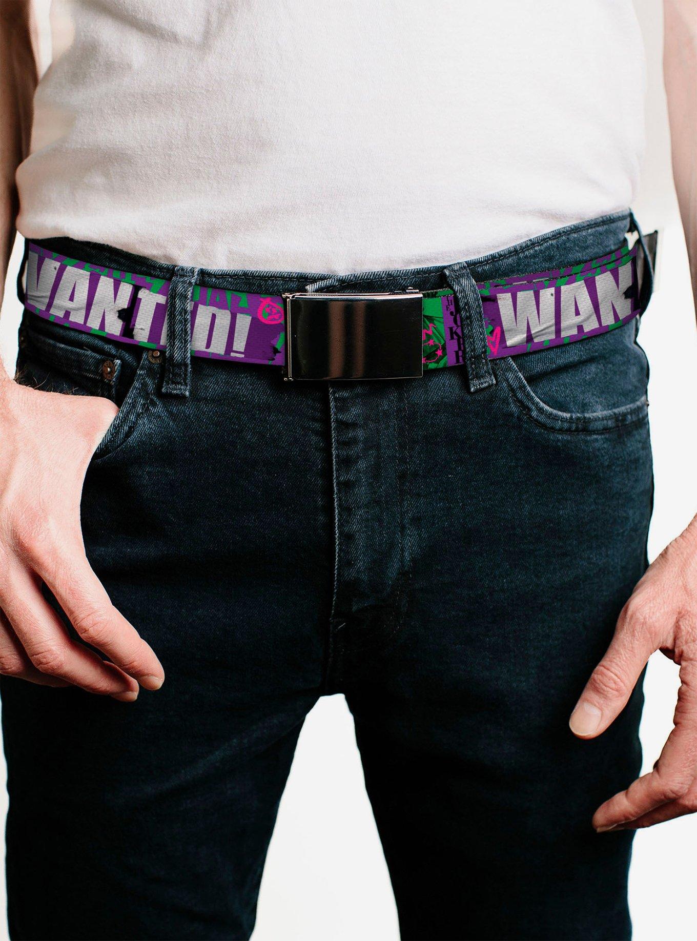 DC Comics The Joker Wanted Smiling Pose And Graffiti Flip Web Belt, , hi-res