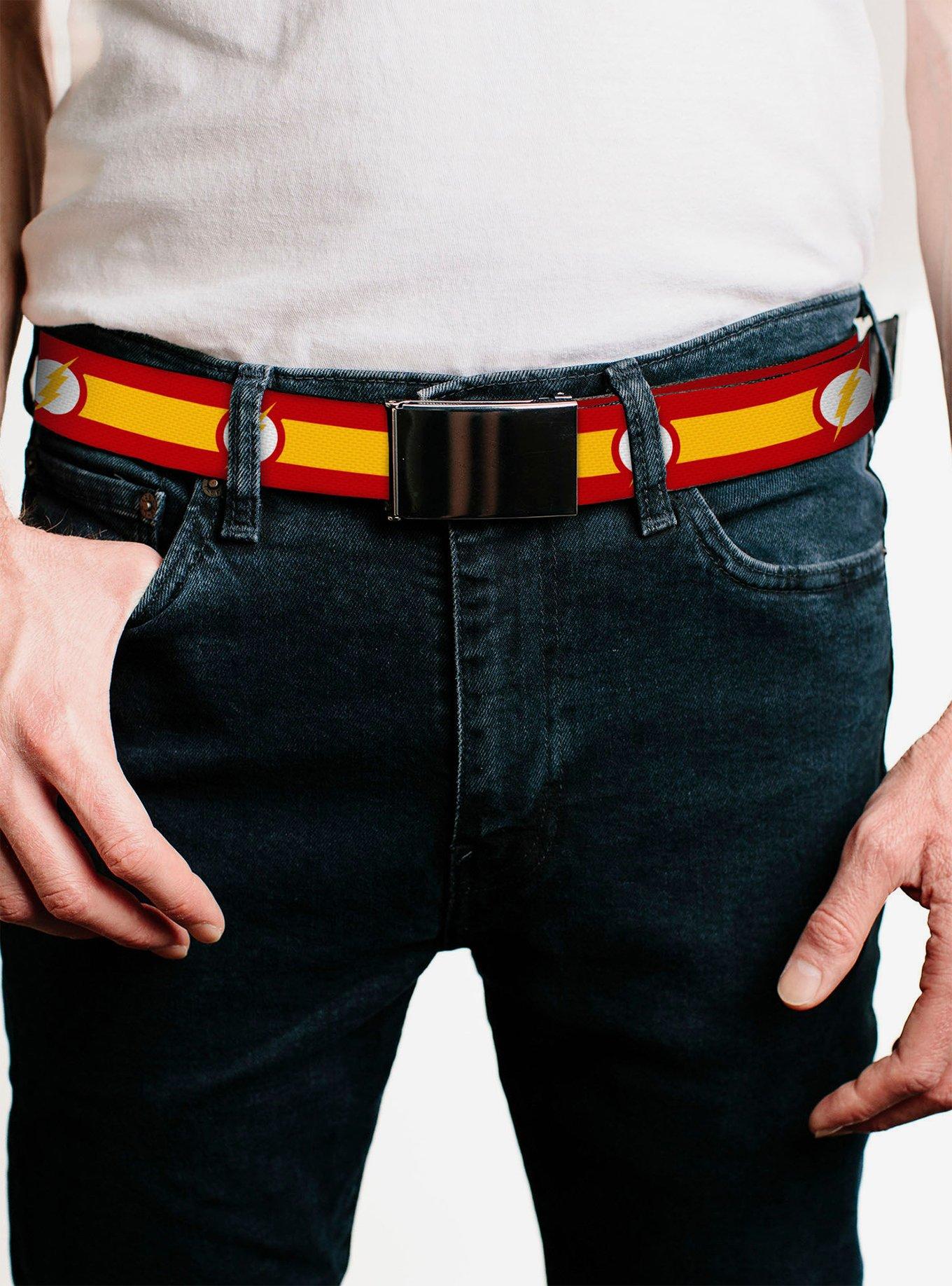 DC Comics The Flash Logo Stripe Flip Web Belt, , hi-res