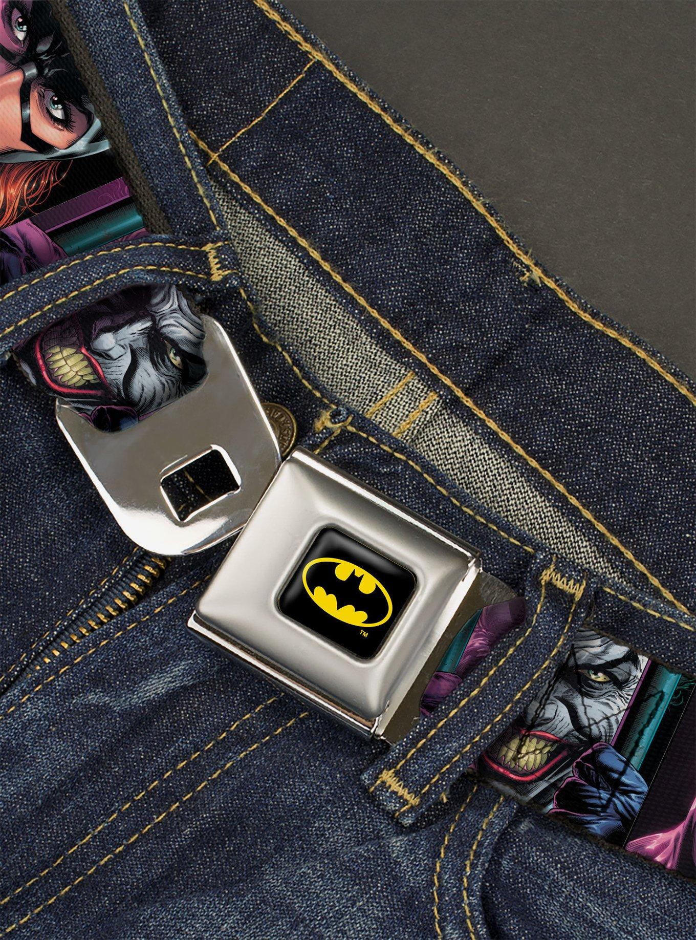DC Comics Batgirl And Joker Comic Book Face Close Ups Seatbelt Belt, BLACK, alternate