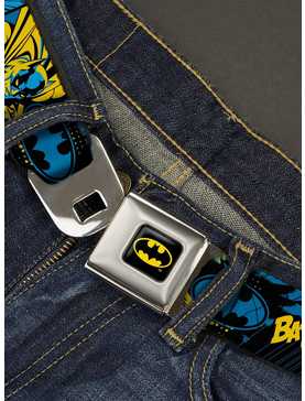 DC Comics Batman Poses And Logo Collage Seatbelt Belt, , hi-res