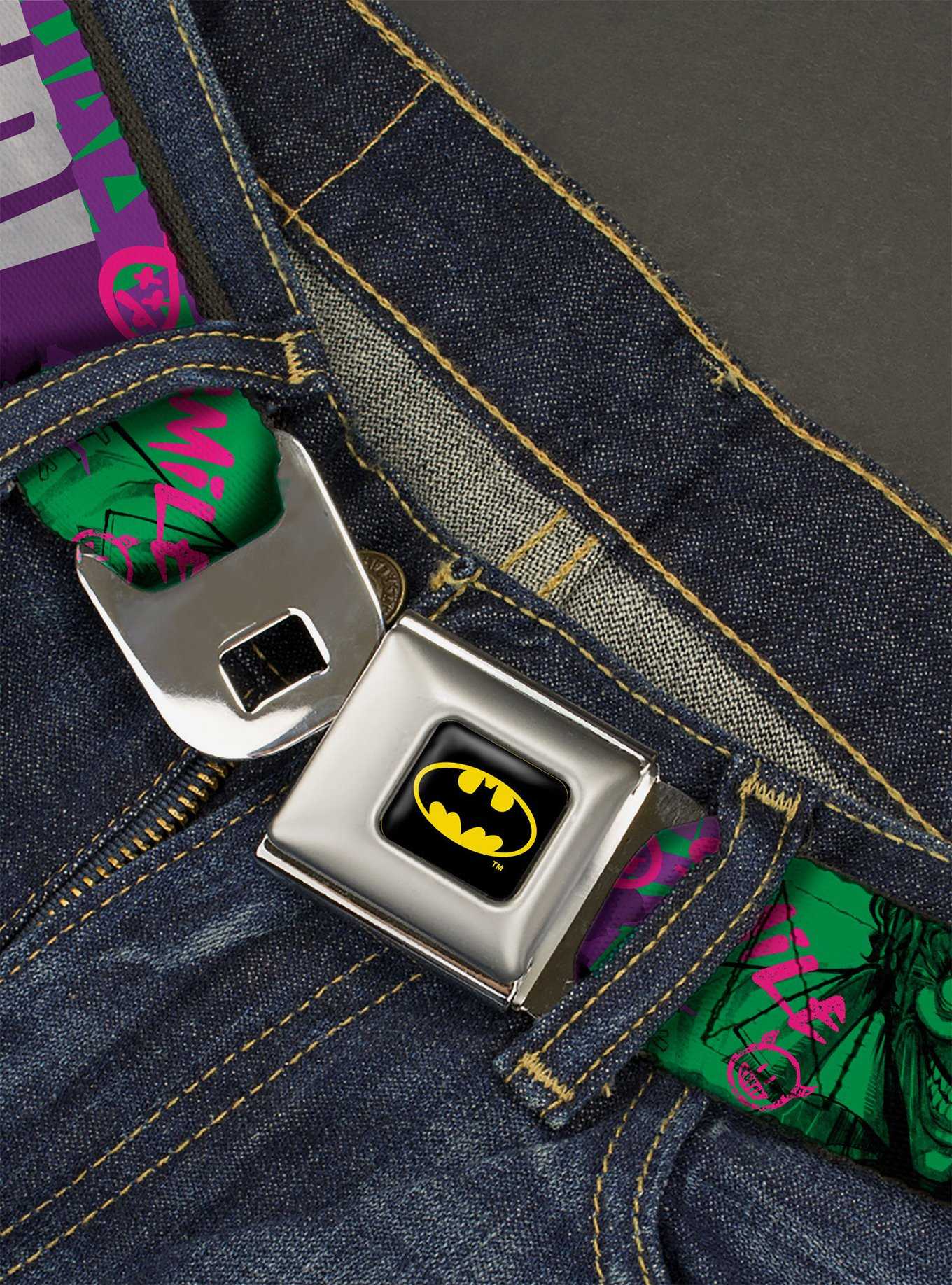 DC Comics The Joker Wanted Smiling Pose And Graffiti Seatbelt Belt, , hi-res