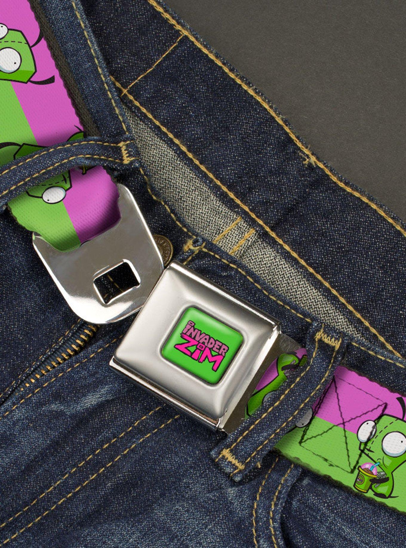 Invader Zim GIR Drinking Pose Stripe Purple Seatbelt Belt, , hi-res