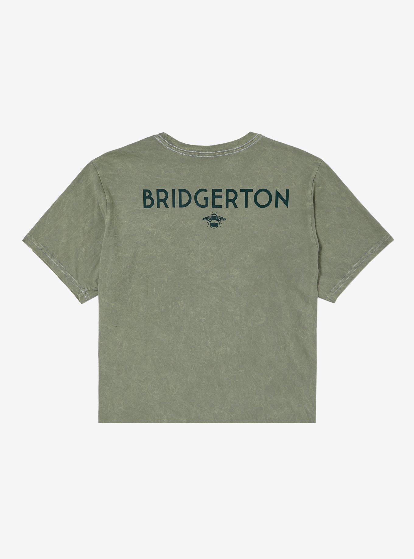 Bridgerton Lady Whistledown's Society Papers Girl Crop T-Shirt, GREEN, alternate