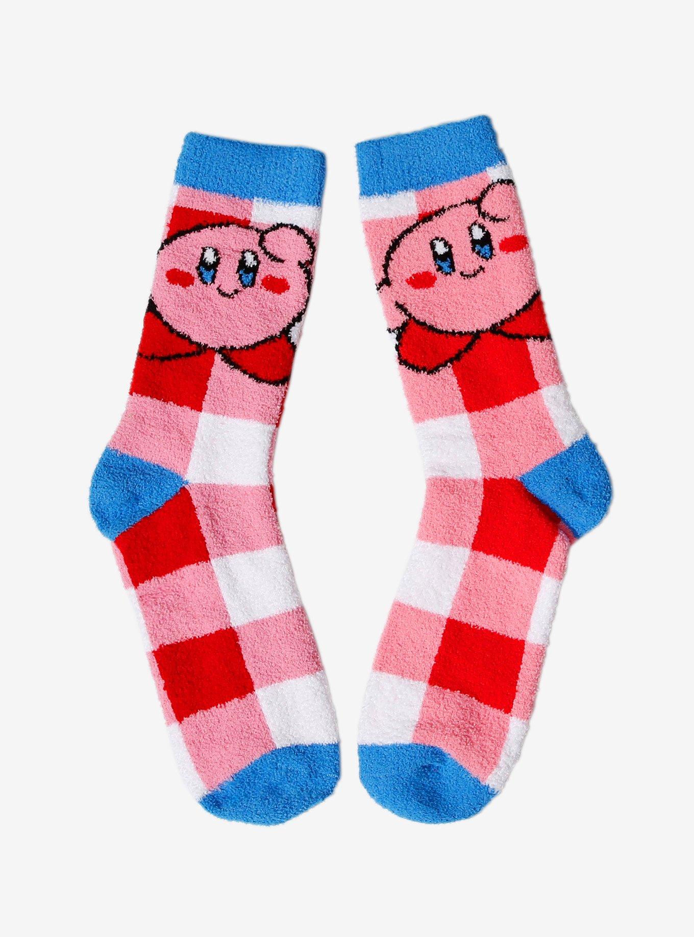 Kirby Plaid Fuzzy Socks, , alternate