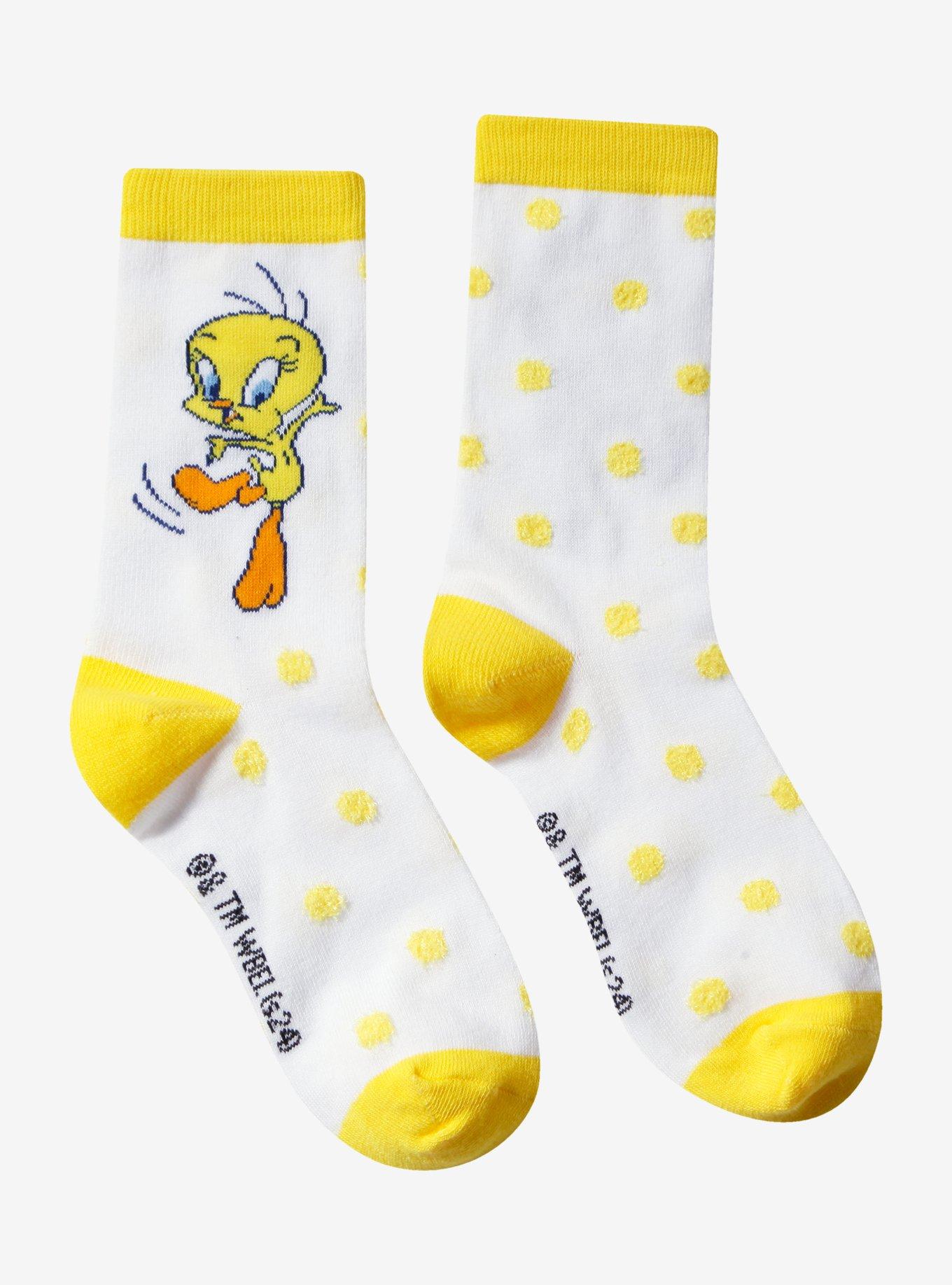 Looney Tunes Tweety Bird Polka Dot Crew Socks, , alternate